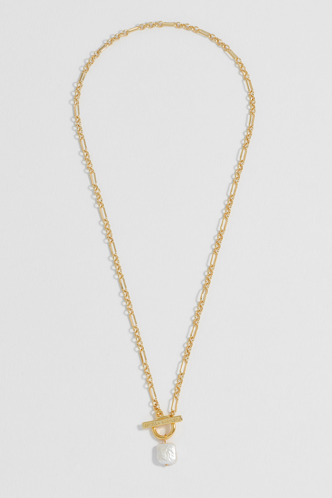 Square Baroque Pearl T-Bar Necklace