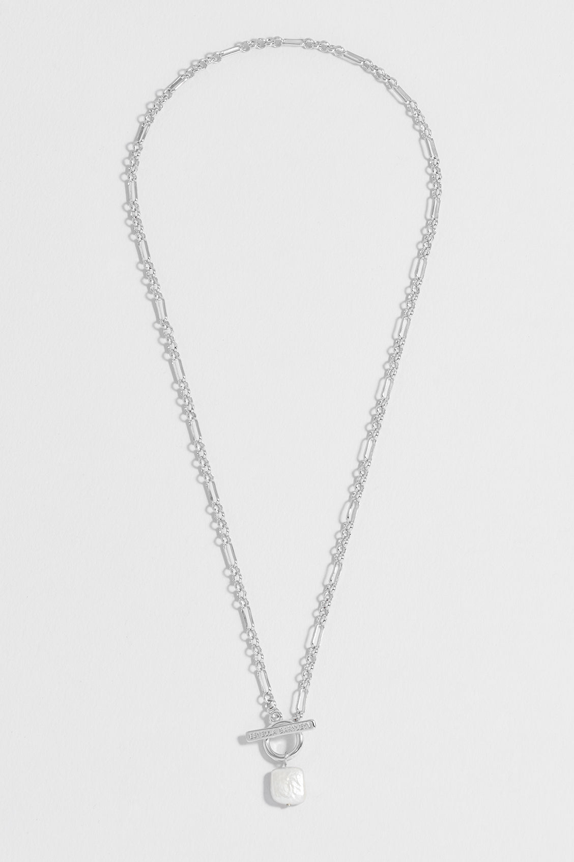 Square Baroque Pearl T-Bar Necklace