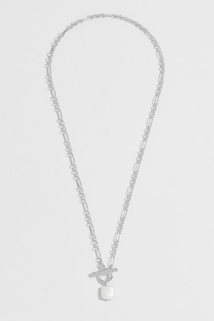 Square Baroque Pearl T-Bar Necklace