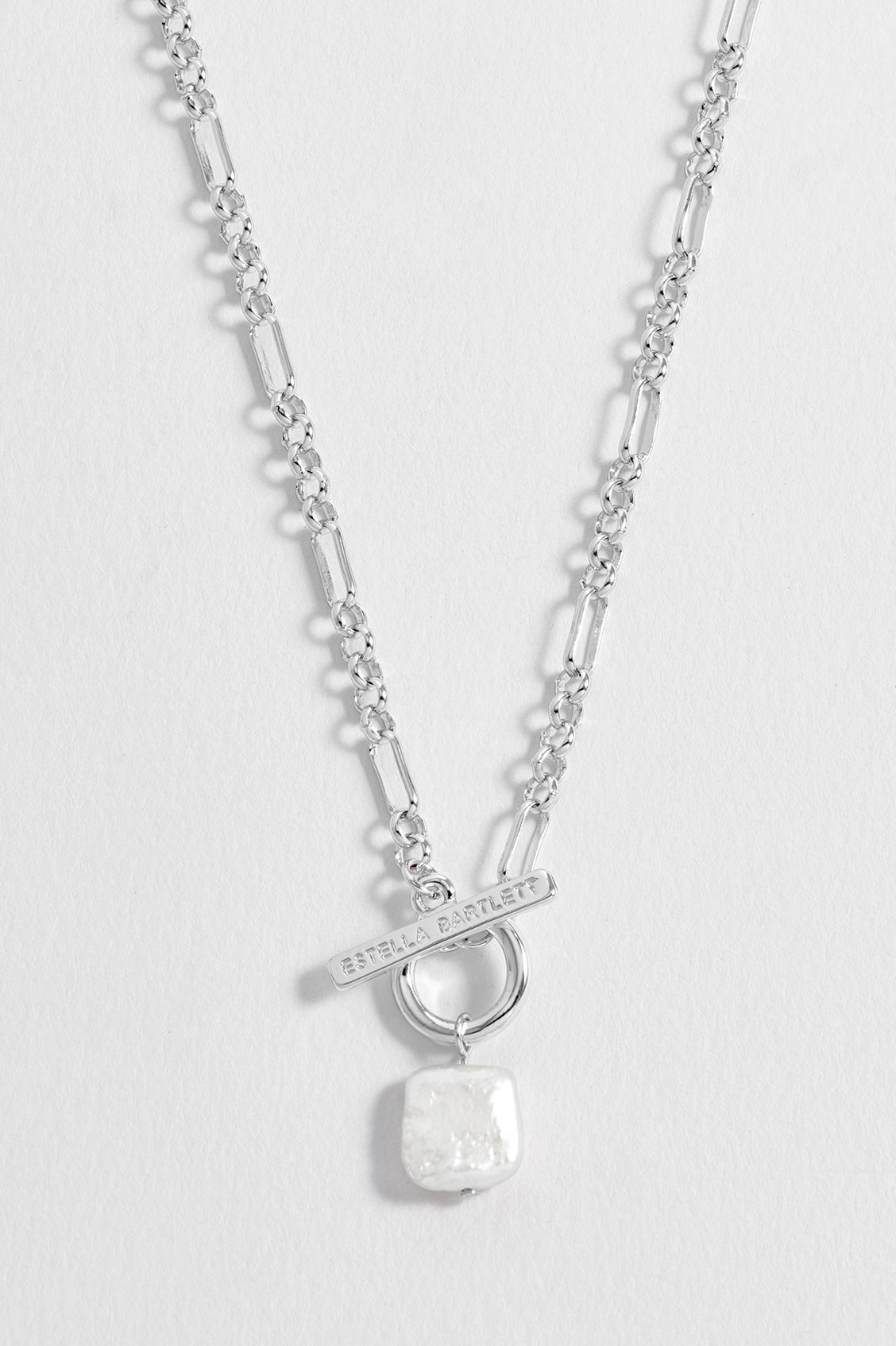 Square Baroque Pearl T-Bar Necklace