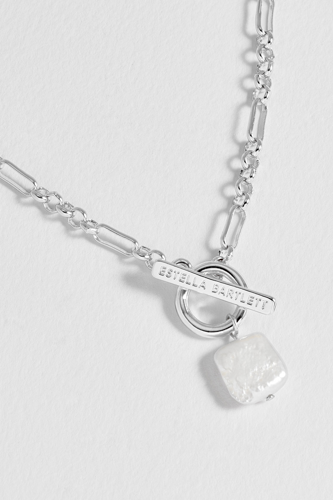 Square Baroque Pearl T-Bar Necklace