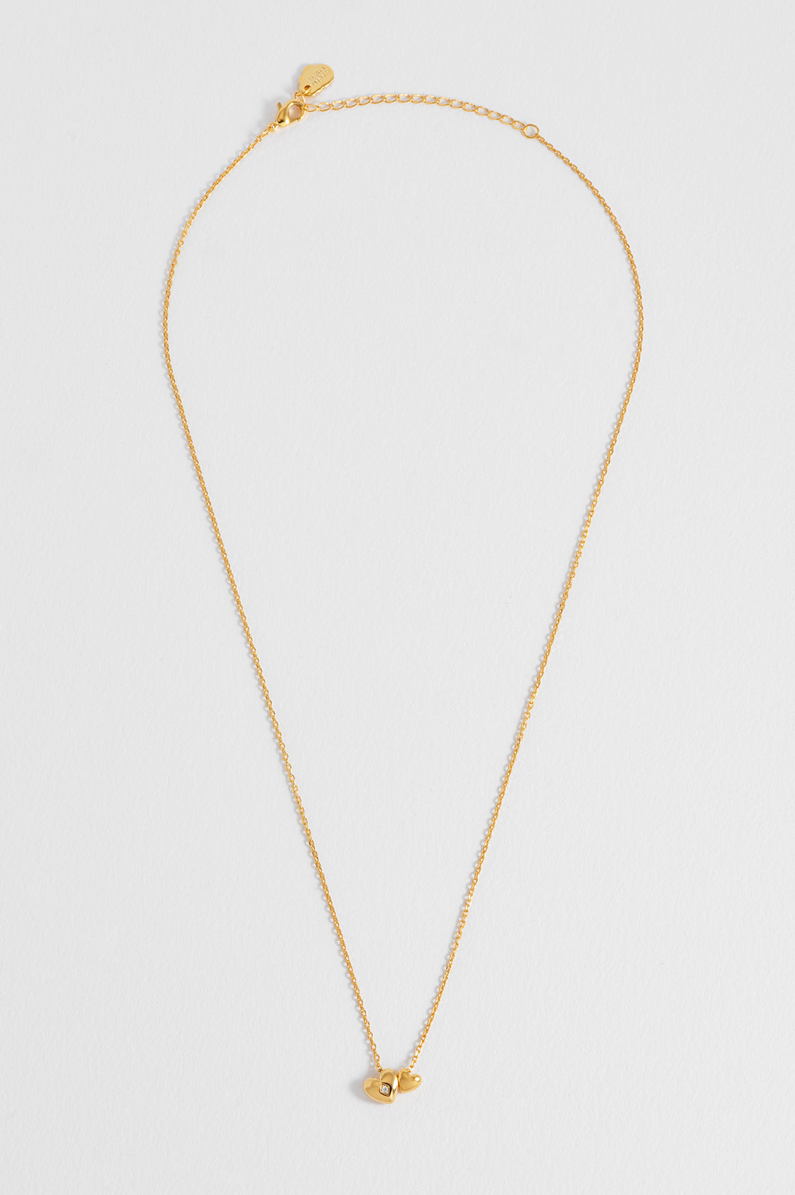 Double Heart and CZ Necklace