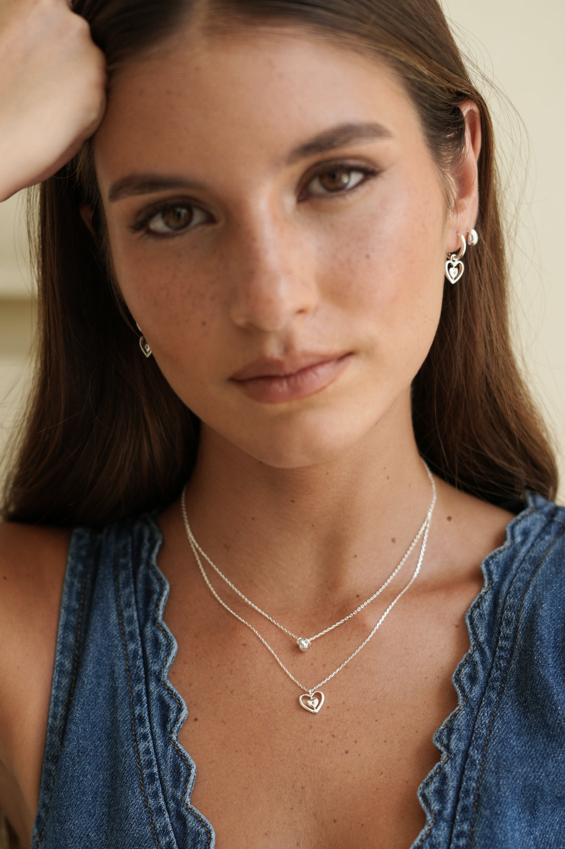 Enveloped CZ Heart Huggie Hoops