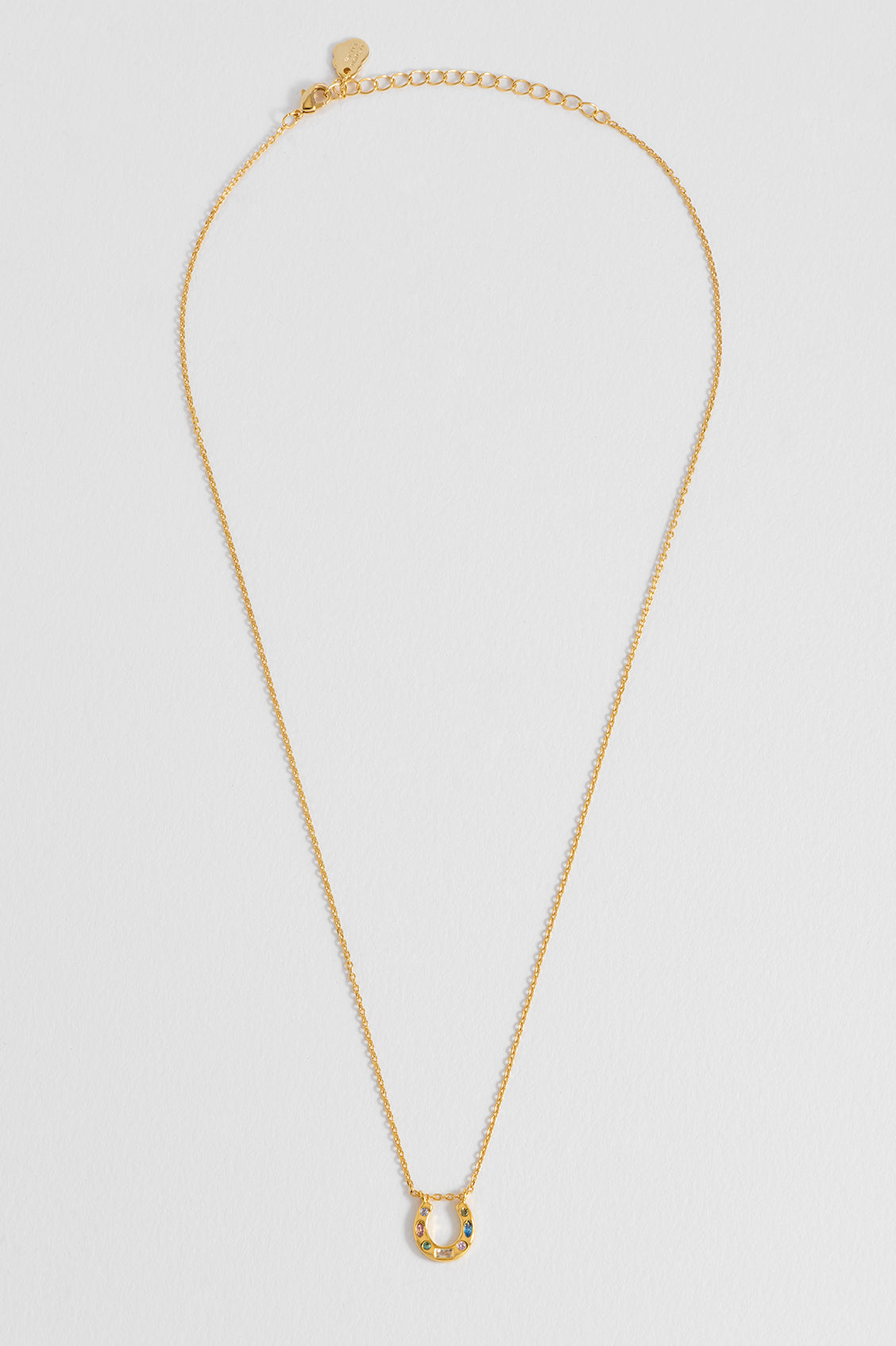 Multi Pastel CZ Horseshoe Necklace