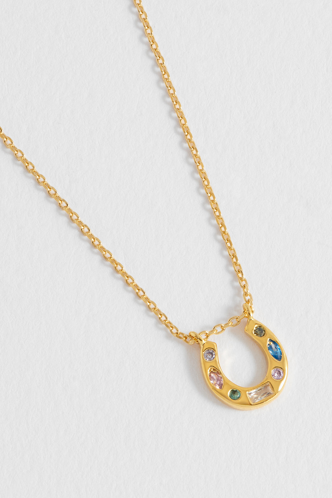Multi Pastel CZ Horseshoe Necklace