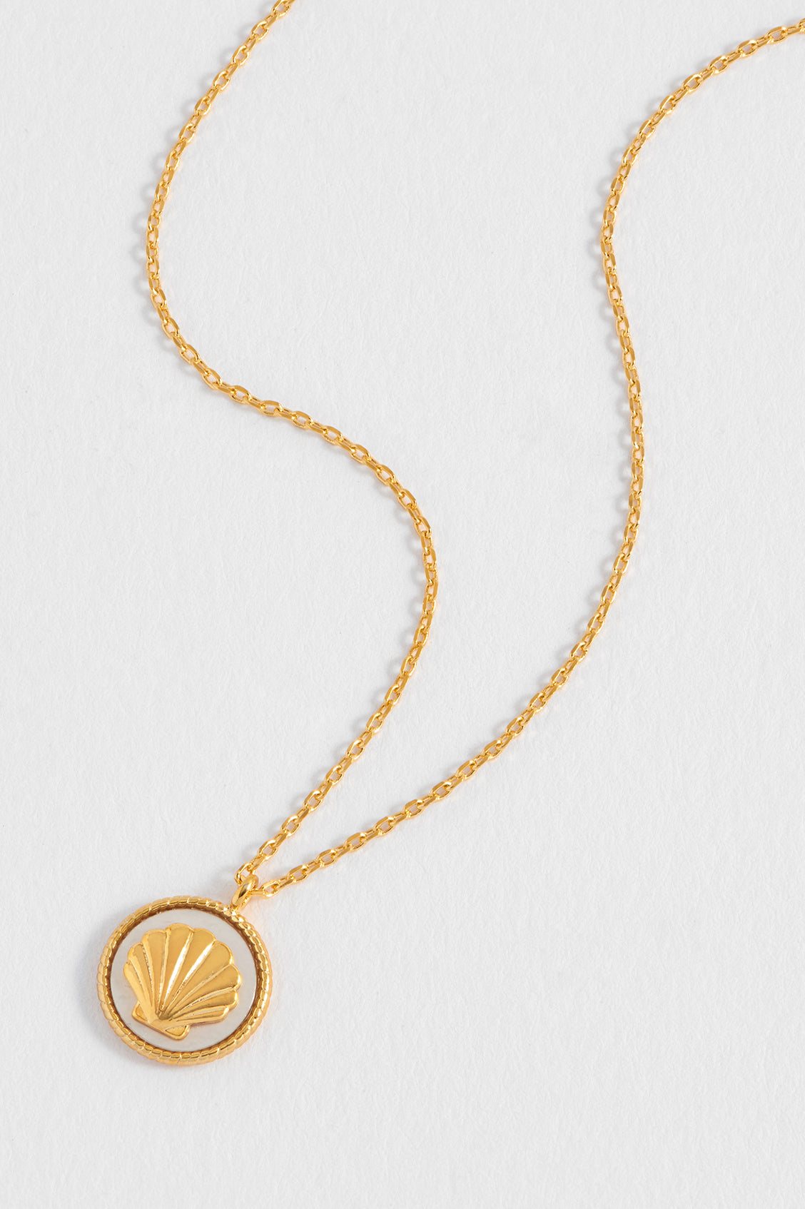 Mother-of-Pearl Seashell Coin Necklace