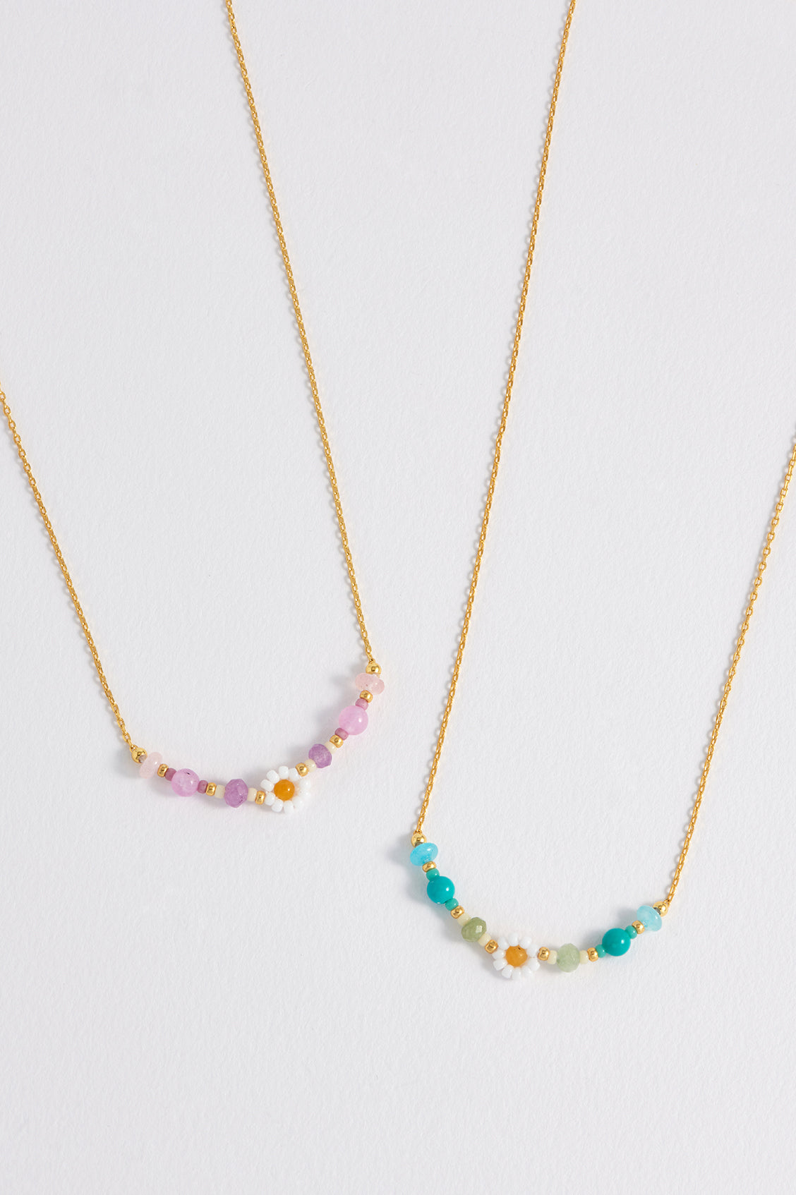 Turquoise Beaded Flower Necklace