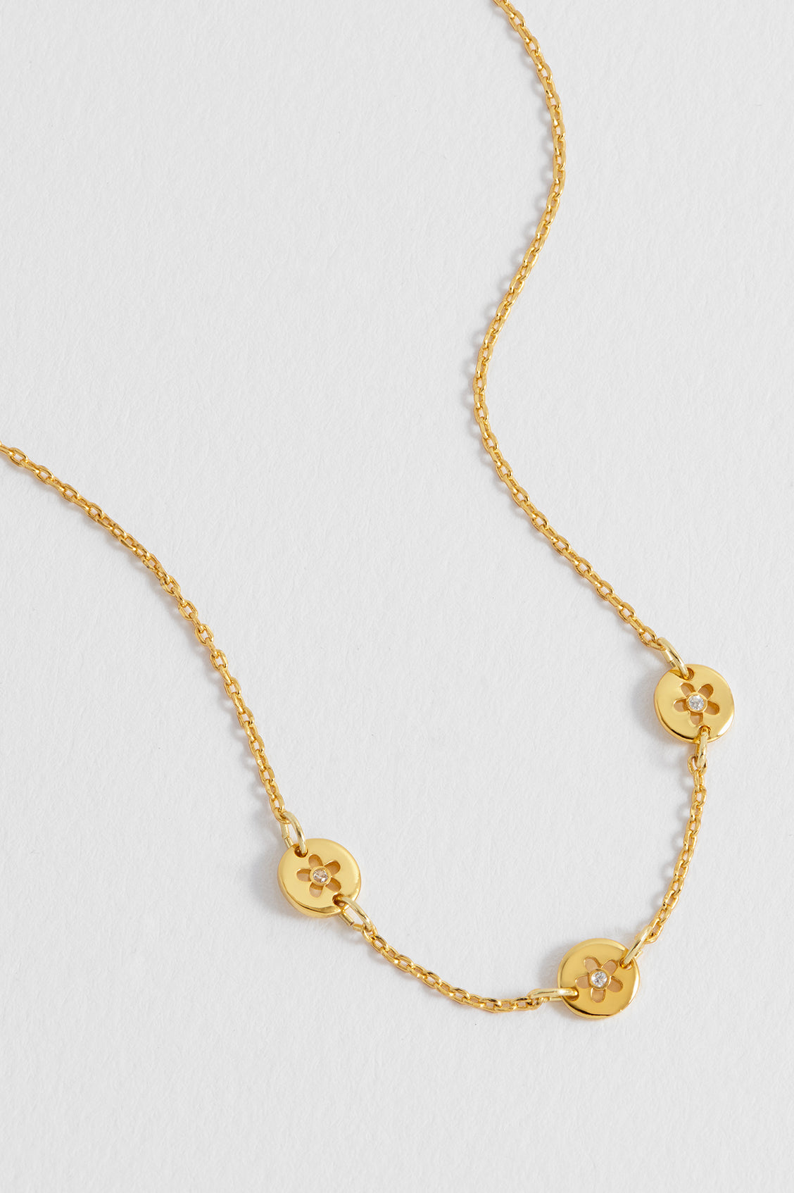 CZ Flower Coin Necklace