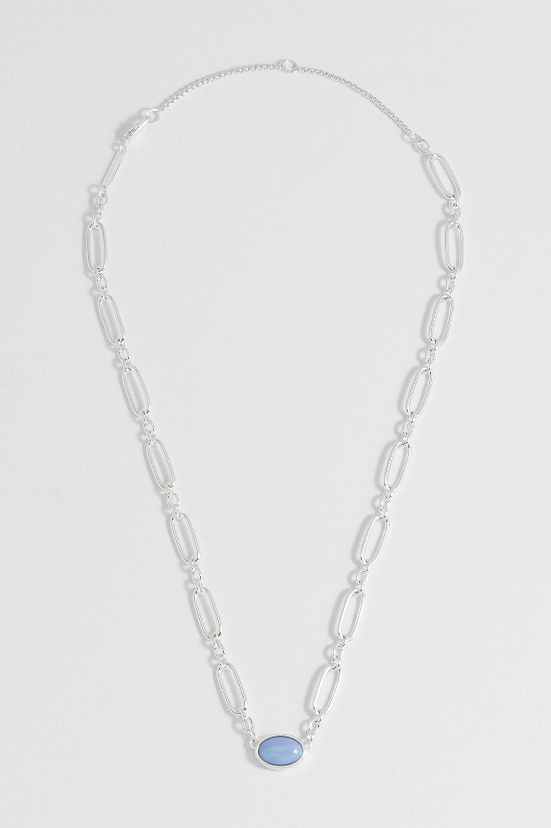 Blue Quartz Cabochon Chain Necklace