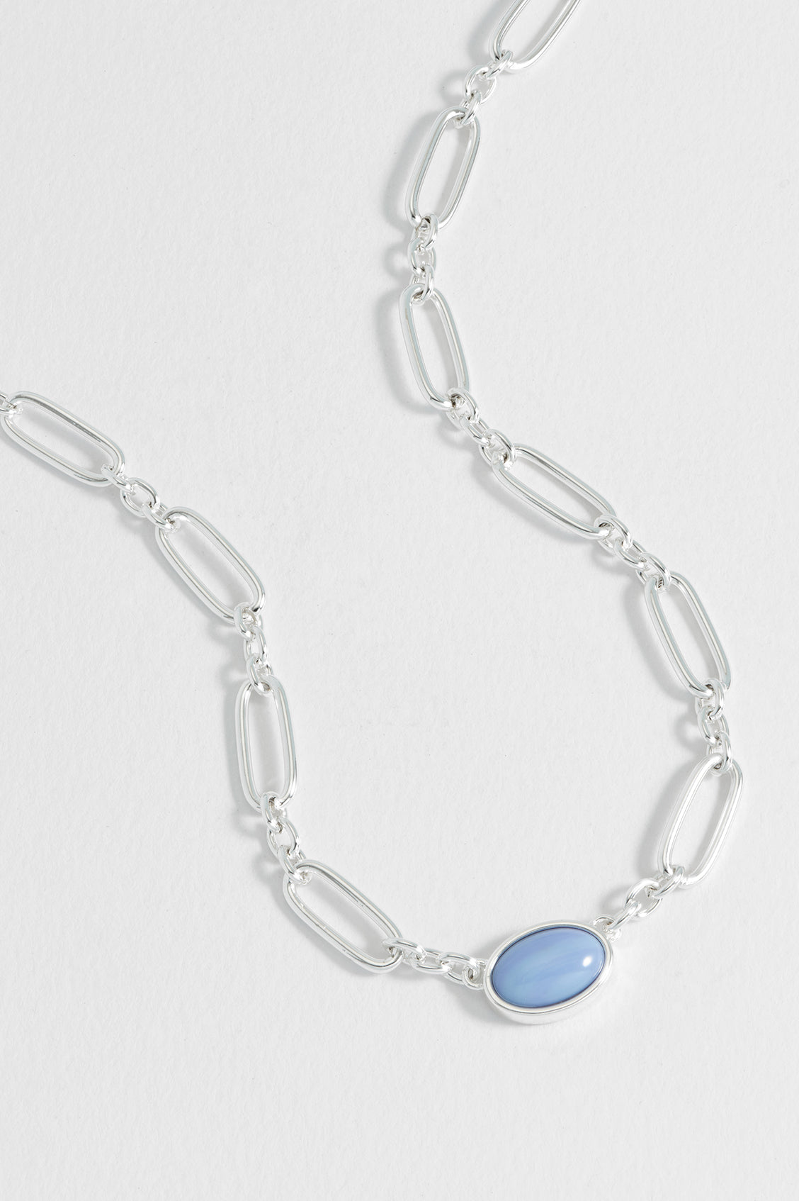 Blue Quartz Cabochon Chain Necklace