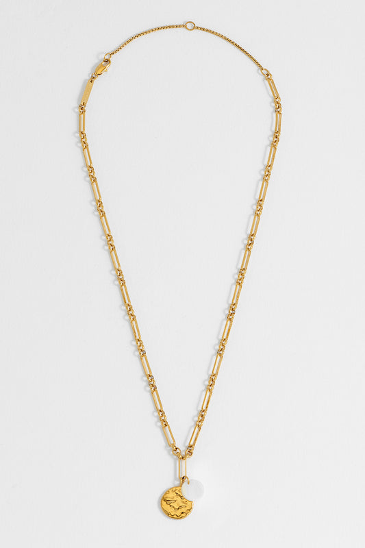 Coin and Pearl Charm Necklace