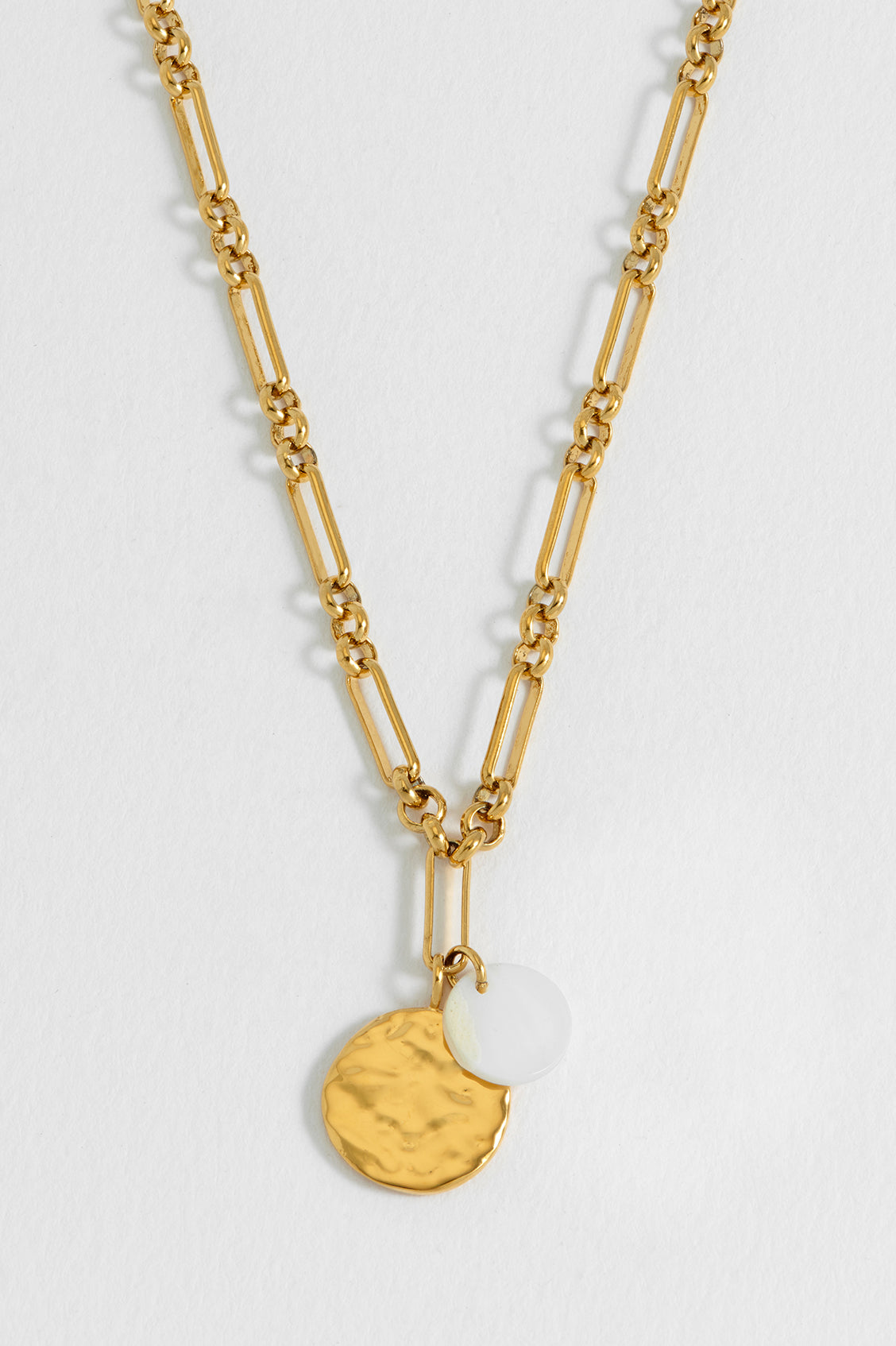 Coin and Pearl Charm Necklace