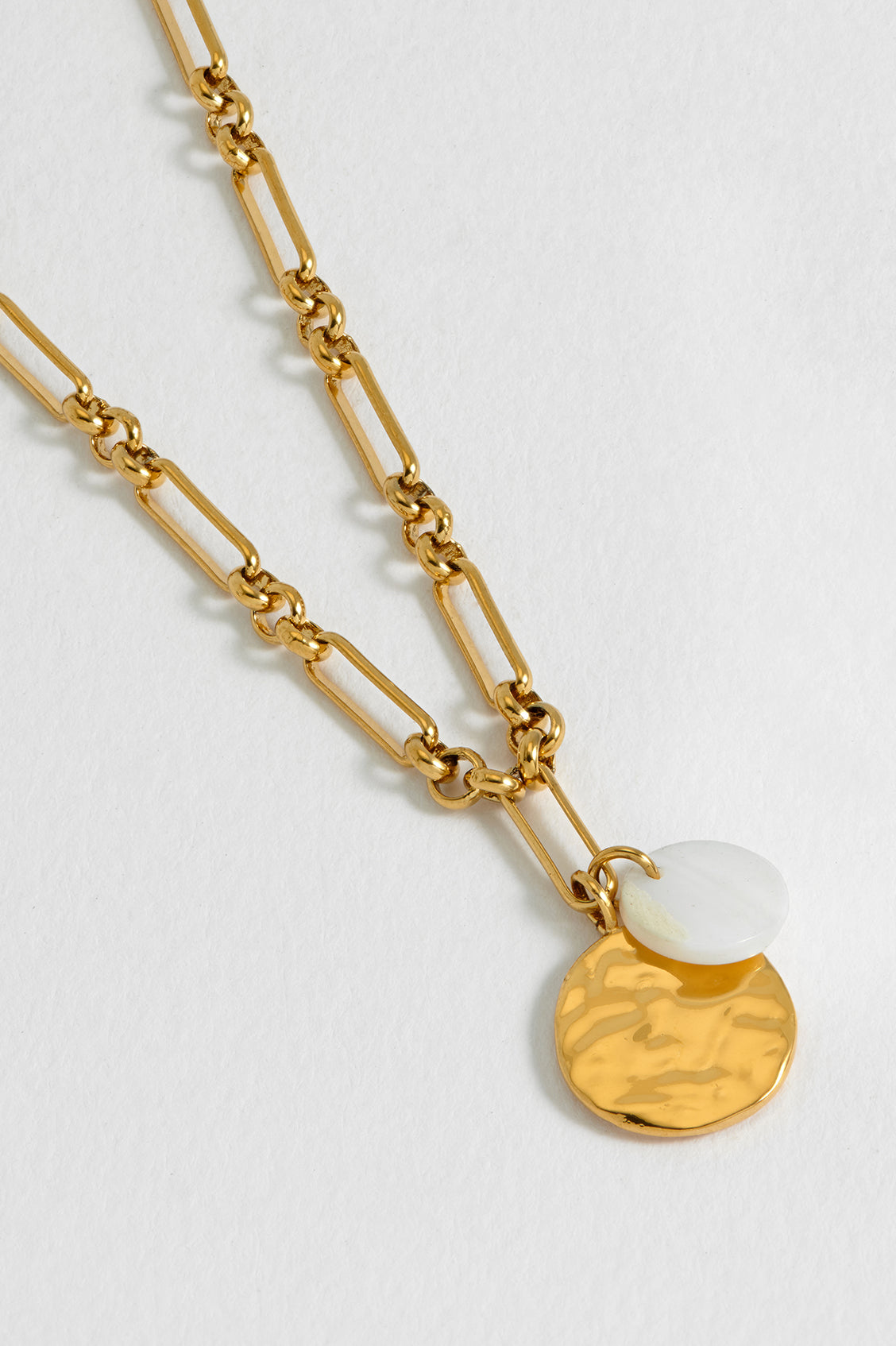 Coin and Pearl Charm Necklace