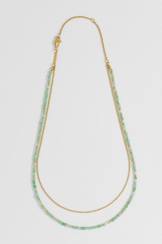 Faceted Green Chalcedony Duo Necklace