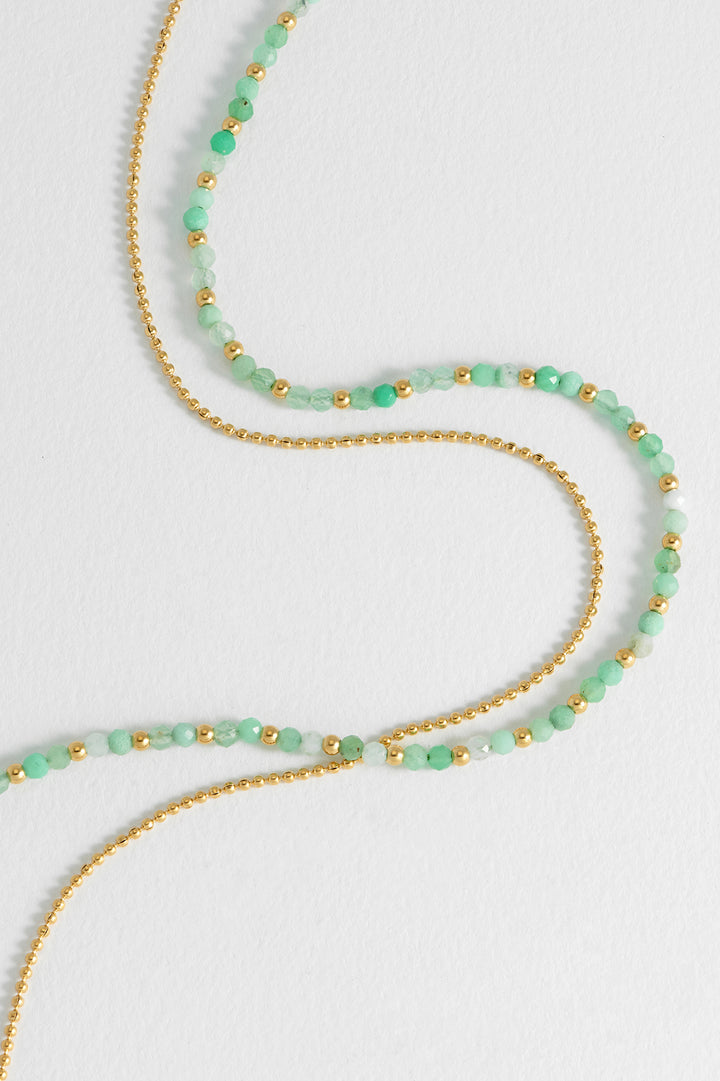 Faceted Green Chalcedony Duo Necklace