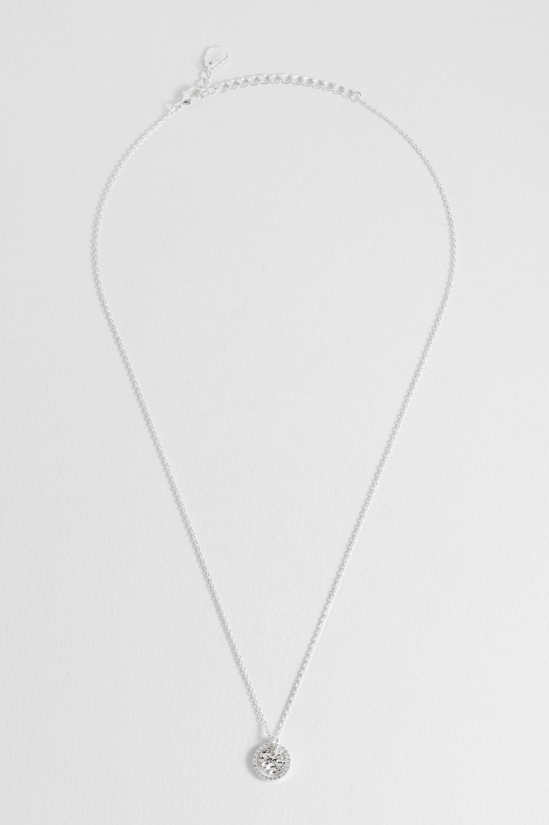 Hammered CZ Circle Necklace
