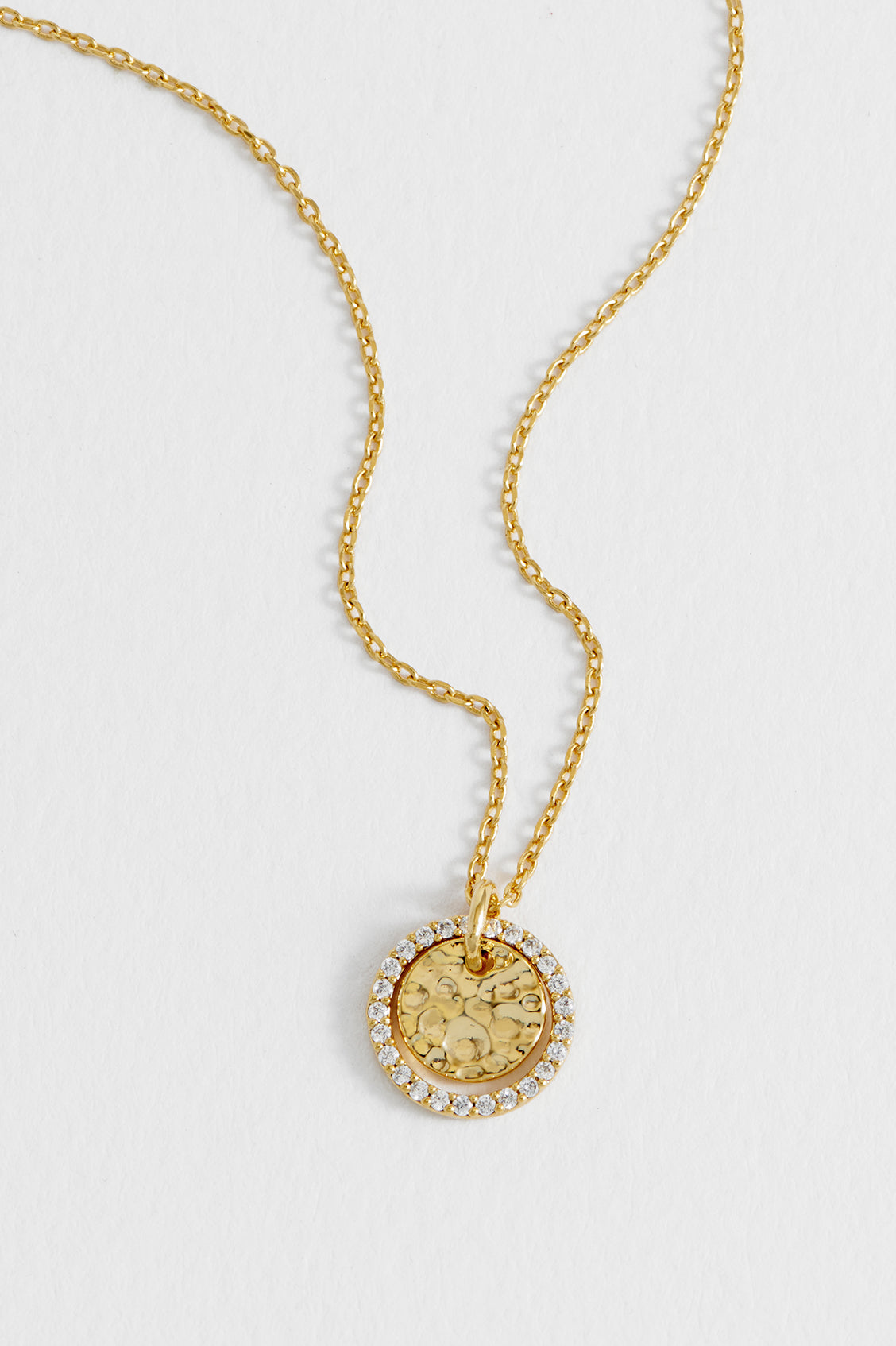 Hammered CZ Circle Necklace