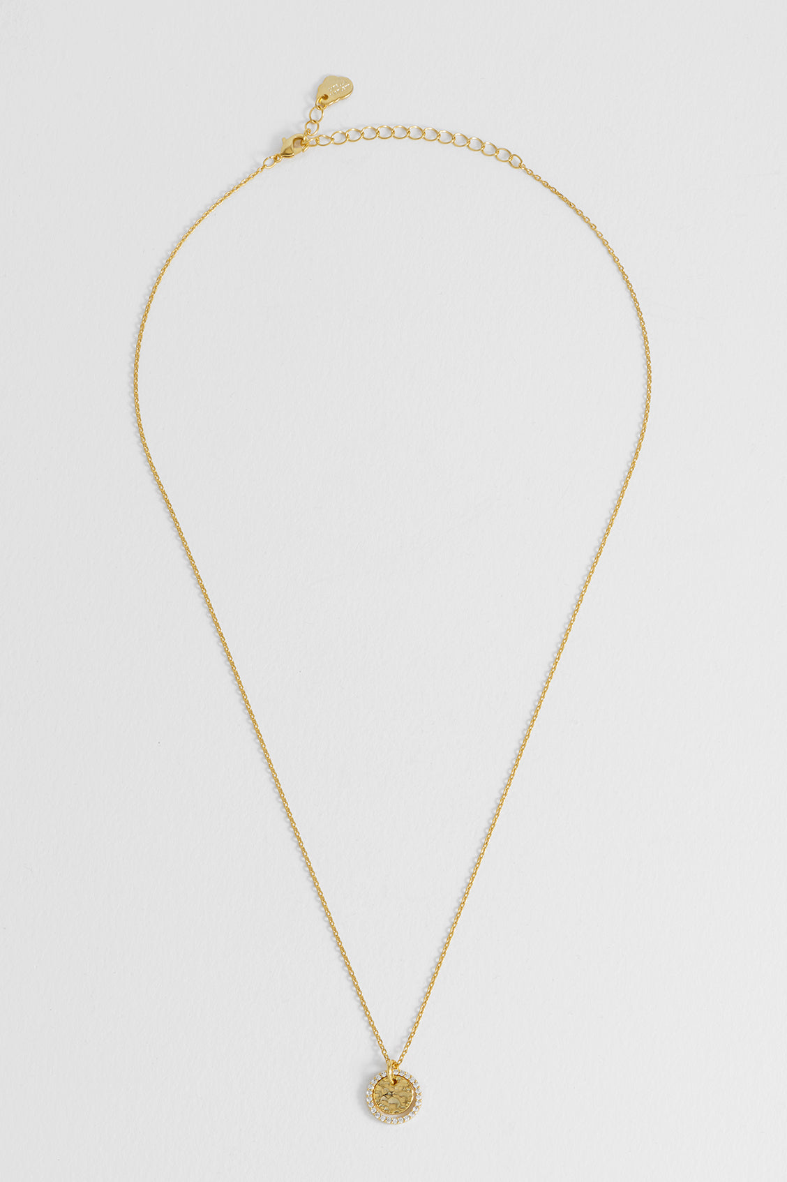 Hammered CZ Circle Necklace