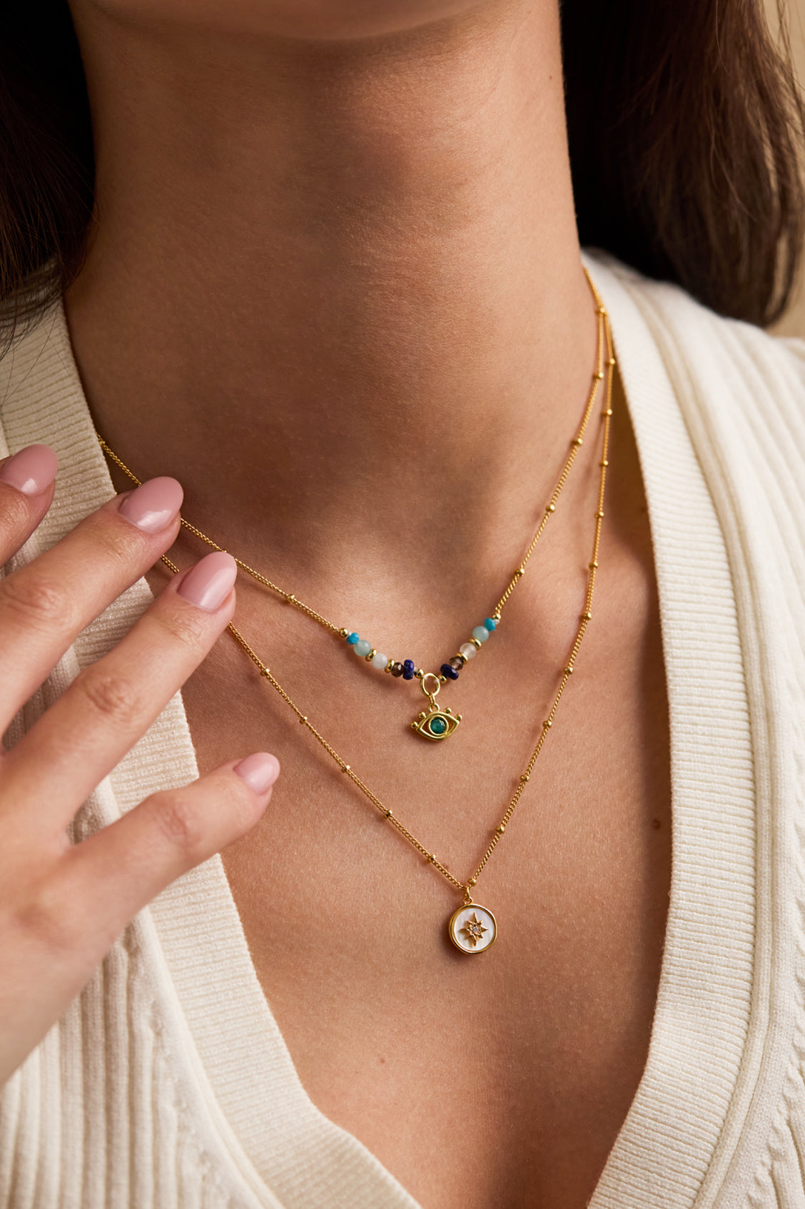 Lucky Star Mother-of-Pearl Coin Necklace