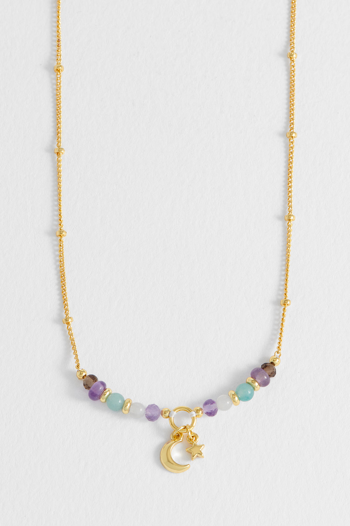Moon and Star Beaded Necklace