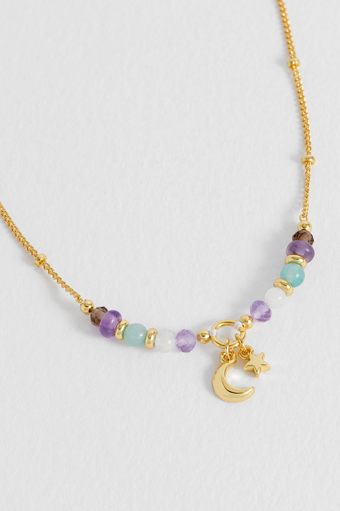 Moon and Star Beaded Necklace