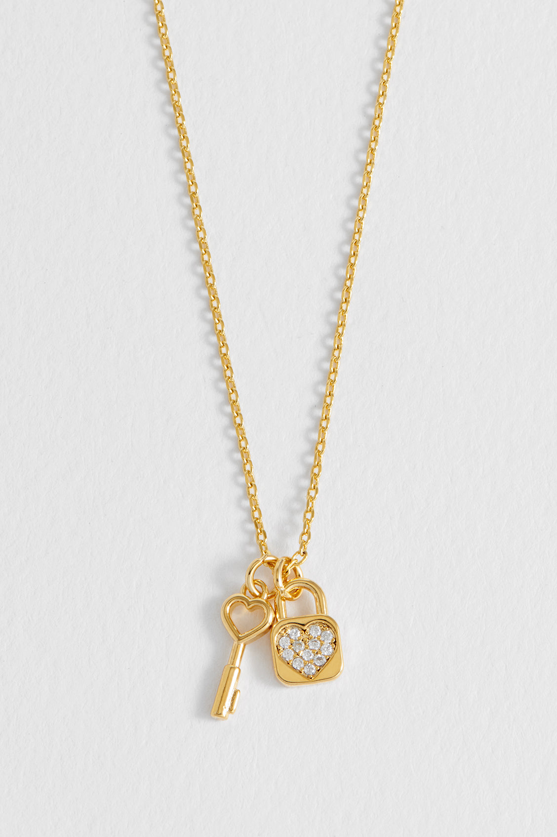 Padlock and Heart Key Charm Necklace