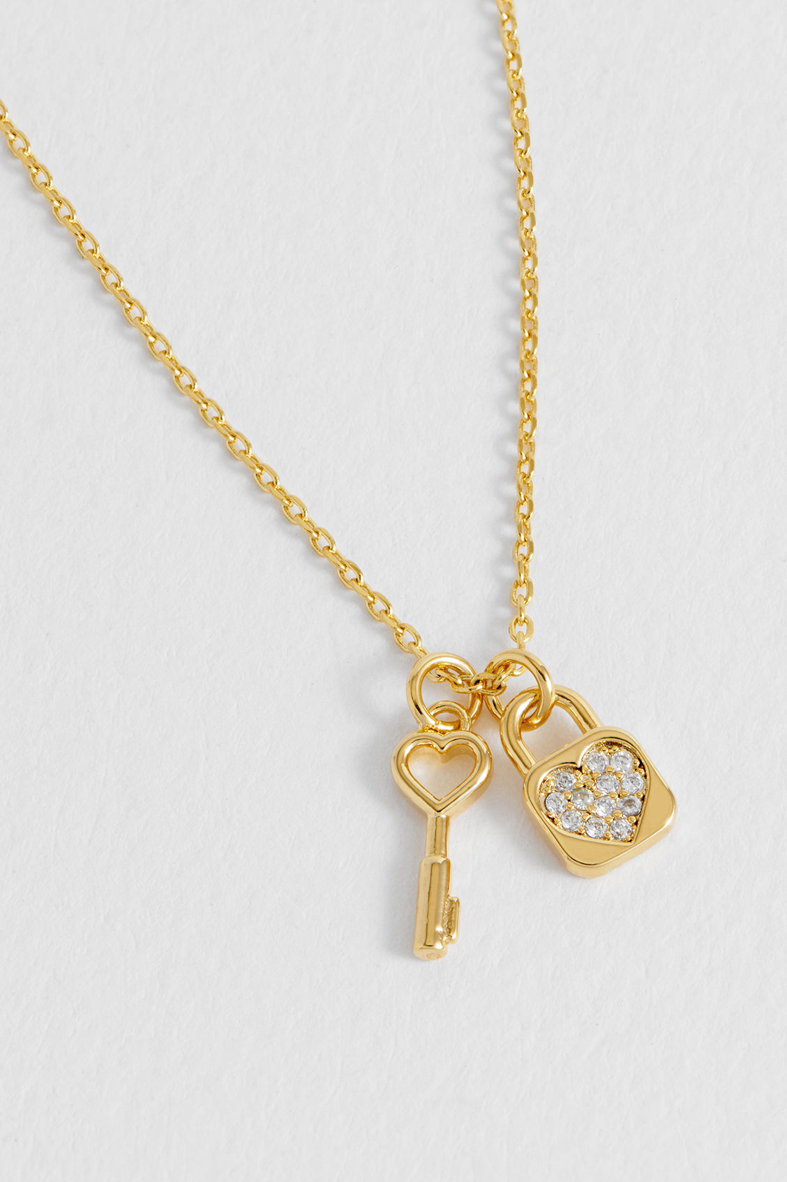 Padlock and Heart Key Charm Necklace