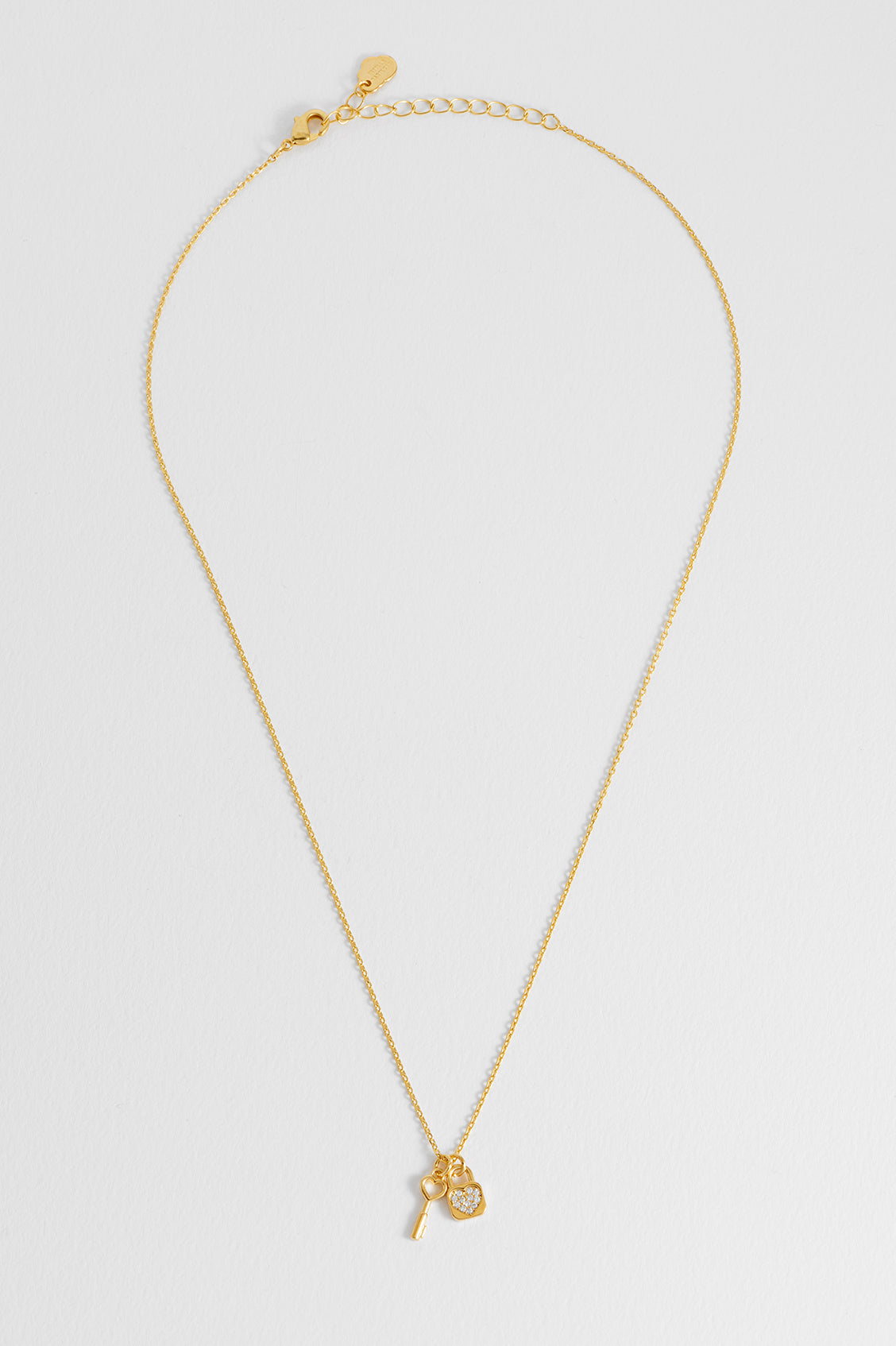 Padlock and Heart Key Charm Necklace