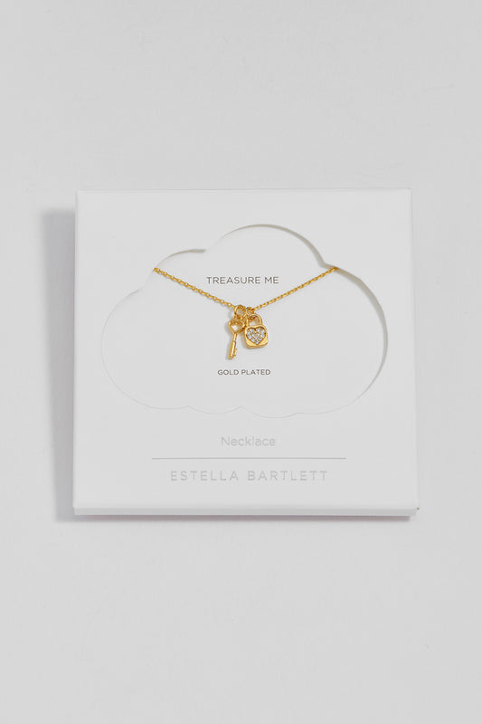 Padlock and Heart Key Charm Necklace