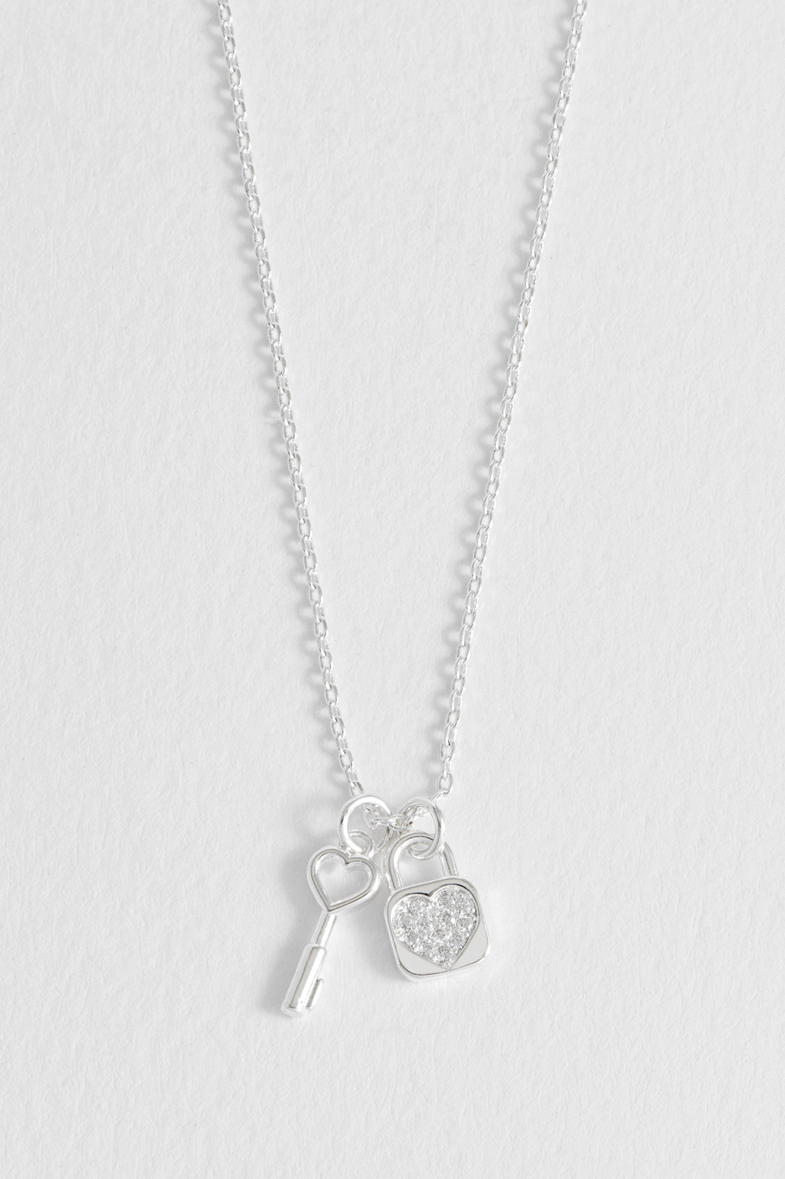 Padlock and Heart Key Charm Necklace
