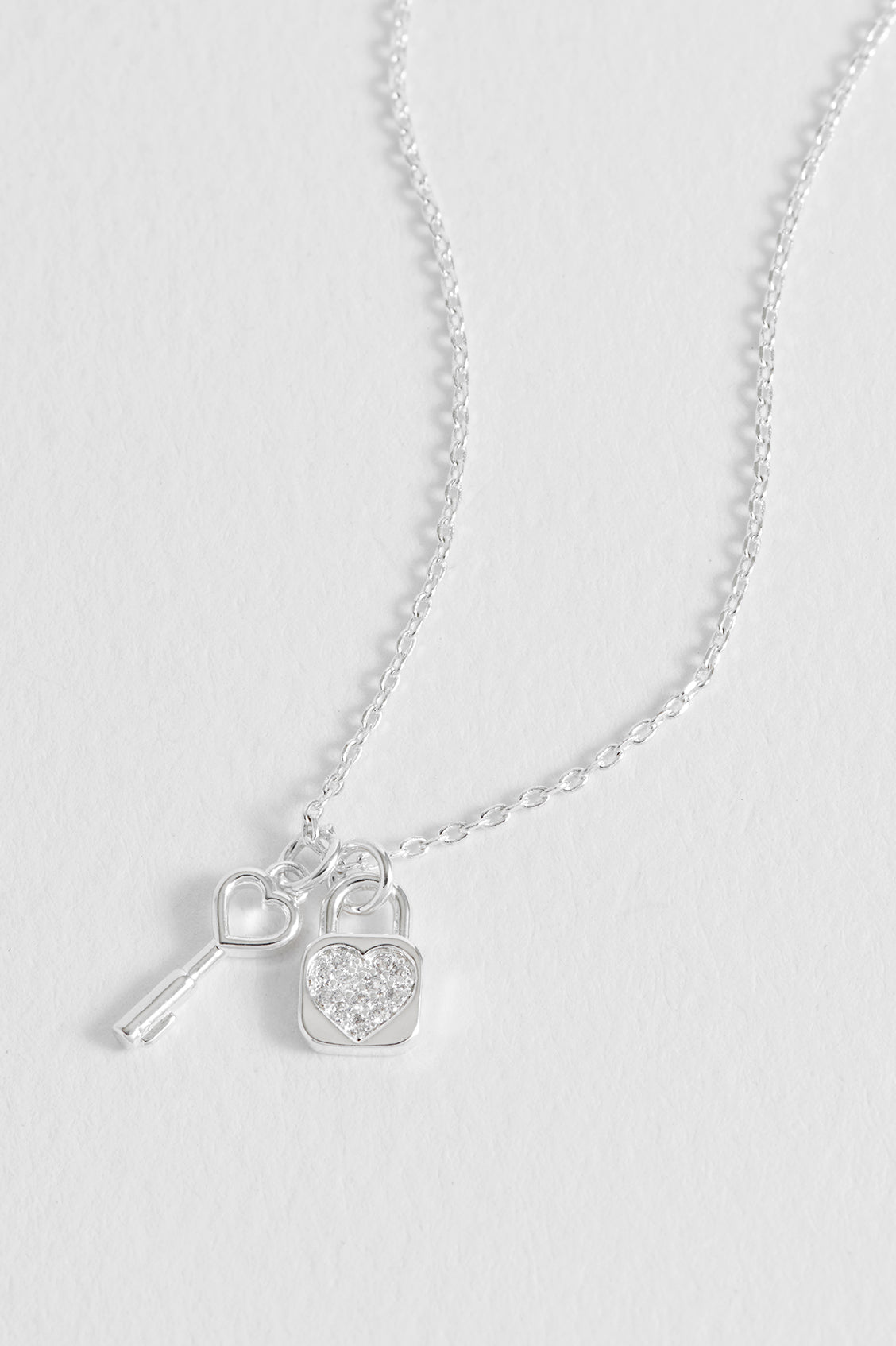 Padlock and Heart Key Charm Necklace