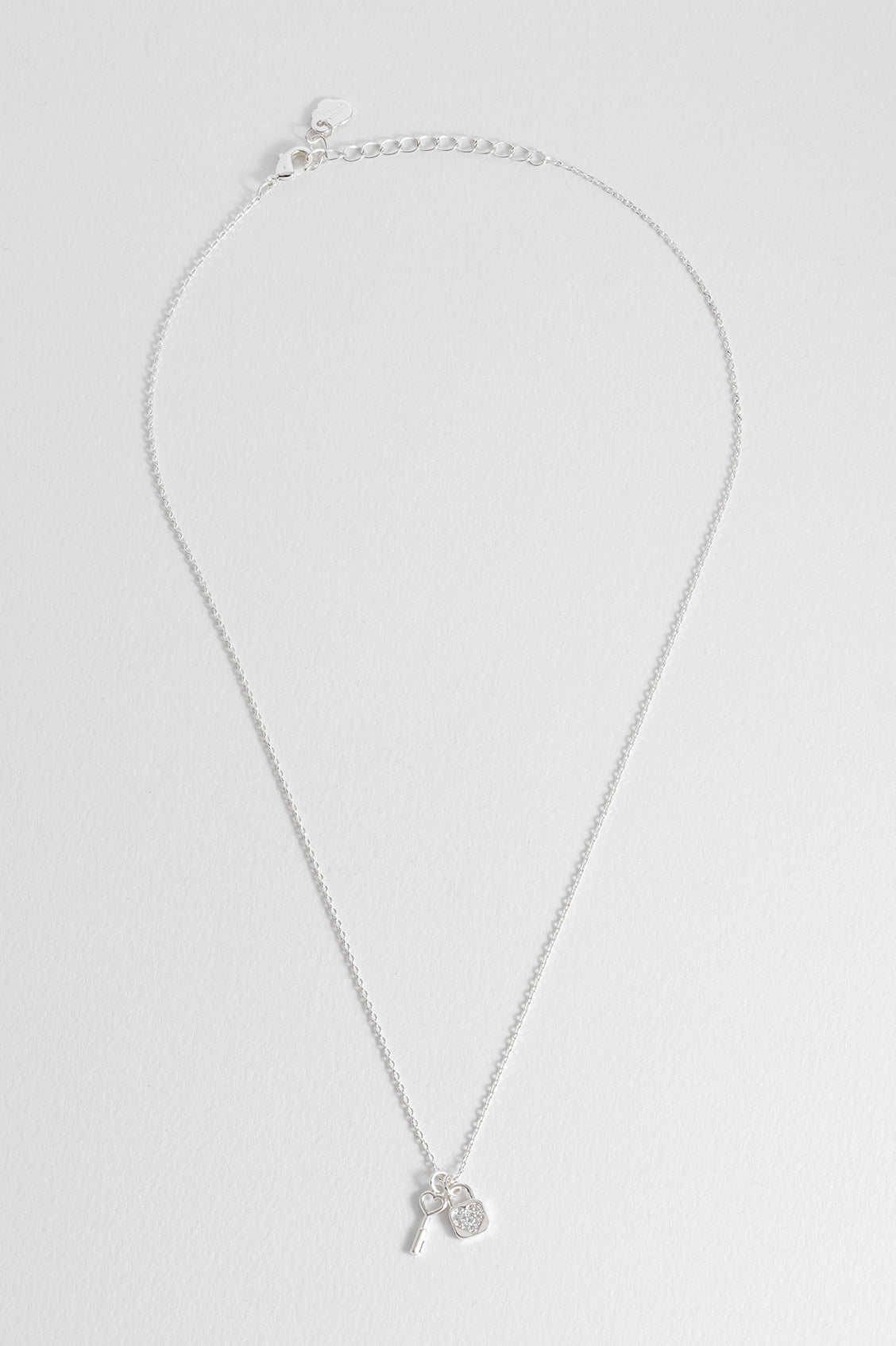 Padlock and Heart Key Charm Necklace