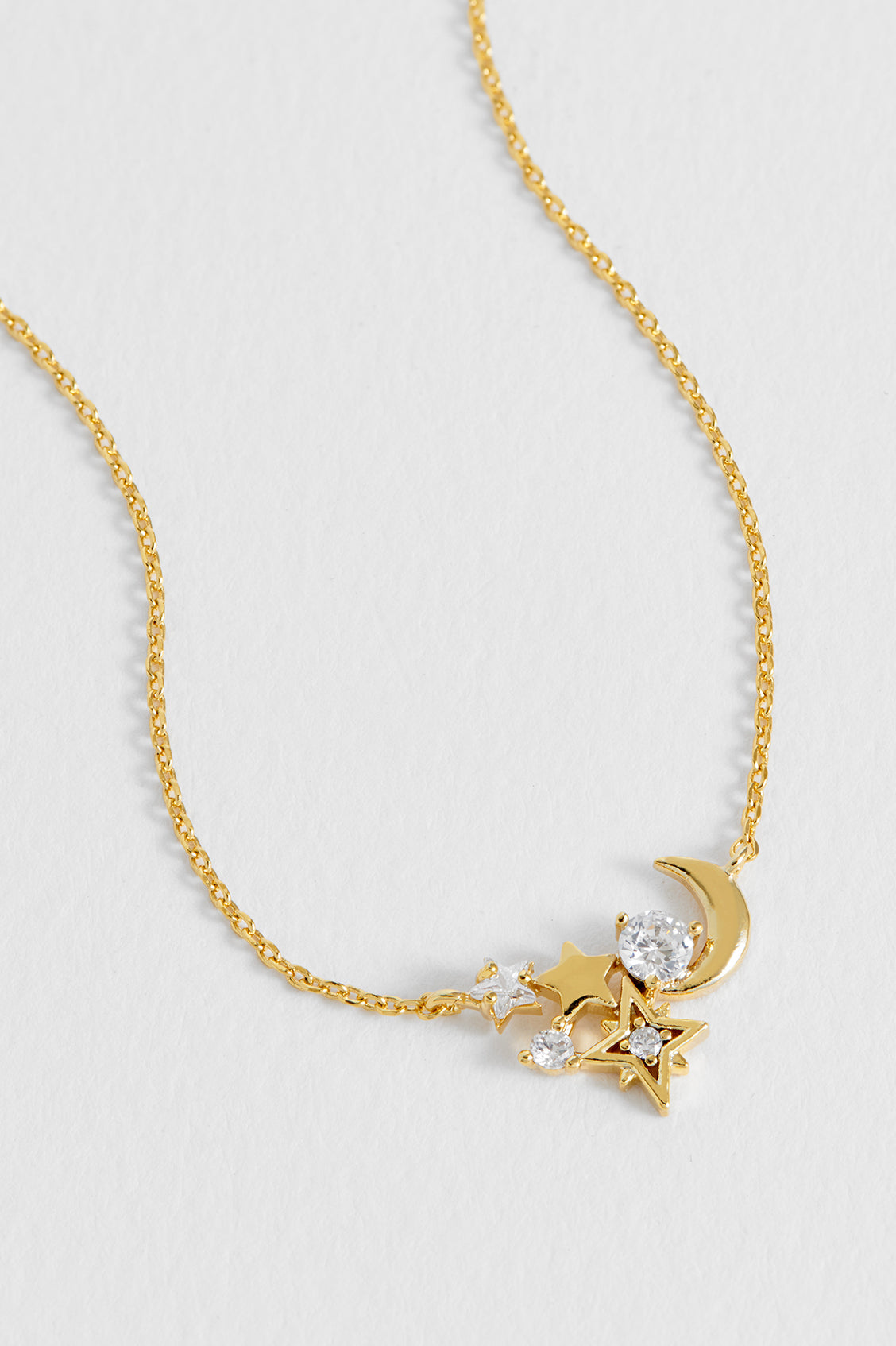 CZ Moon and Stars Cluster Necklace