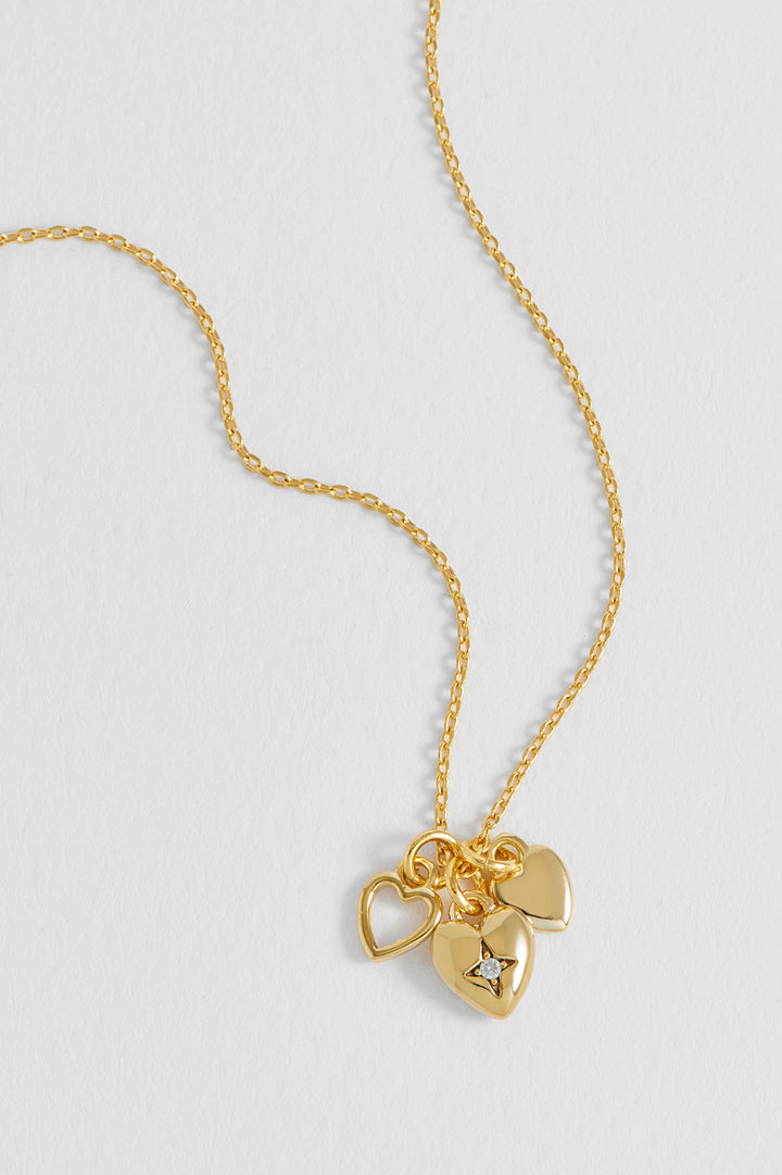 Triple Heart Charm Necklace