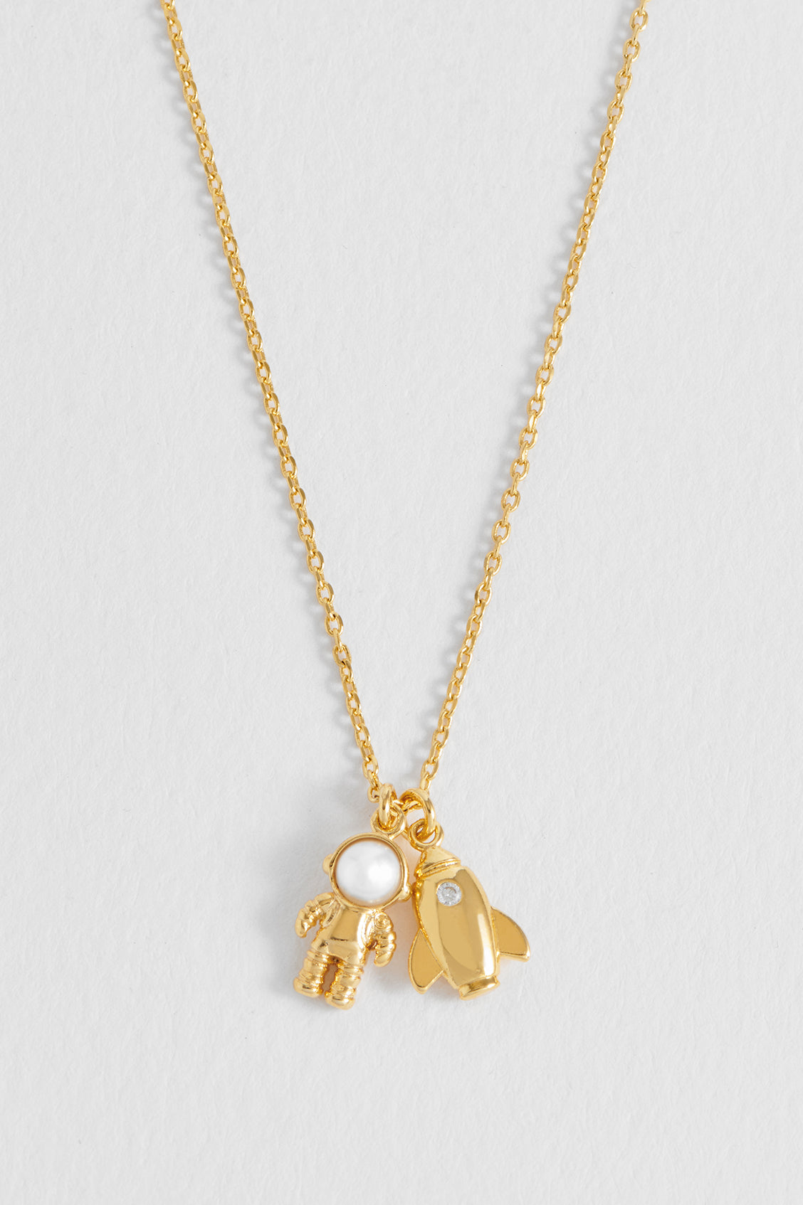 Spaceship and Astronaut Charm Necklace