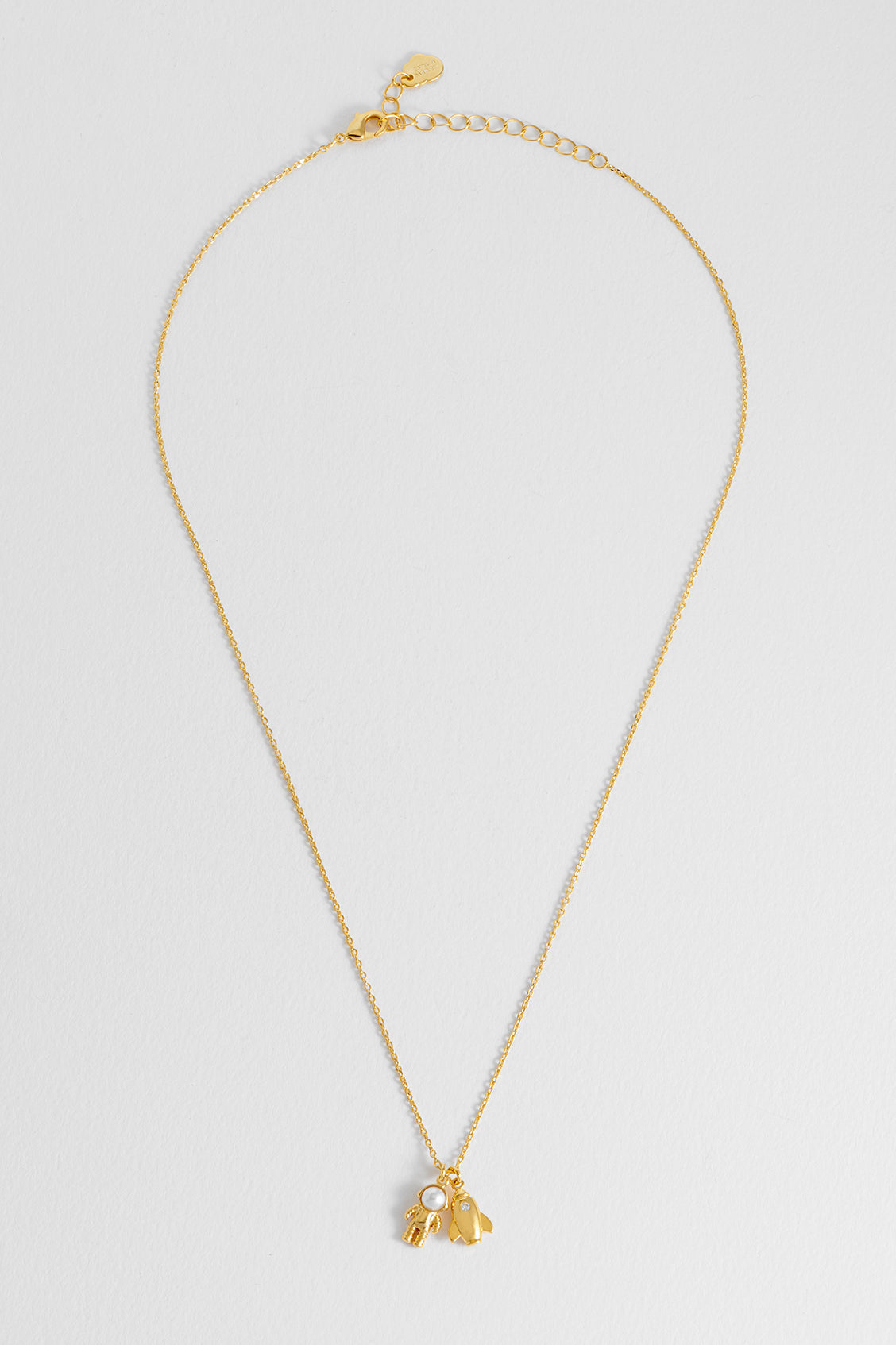 Spaceship and Astronaut Charm Necklace