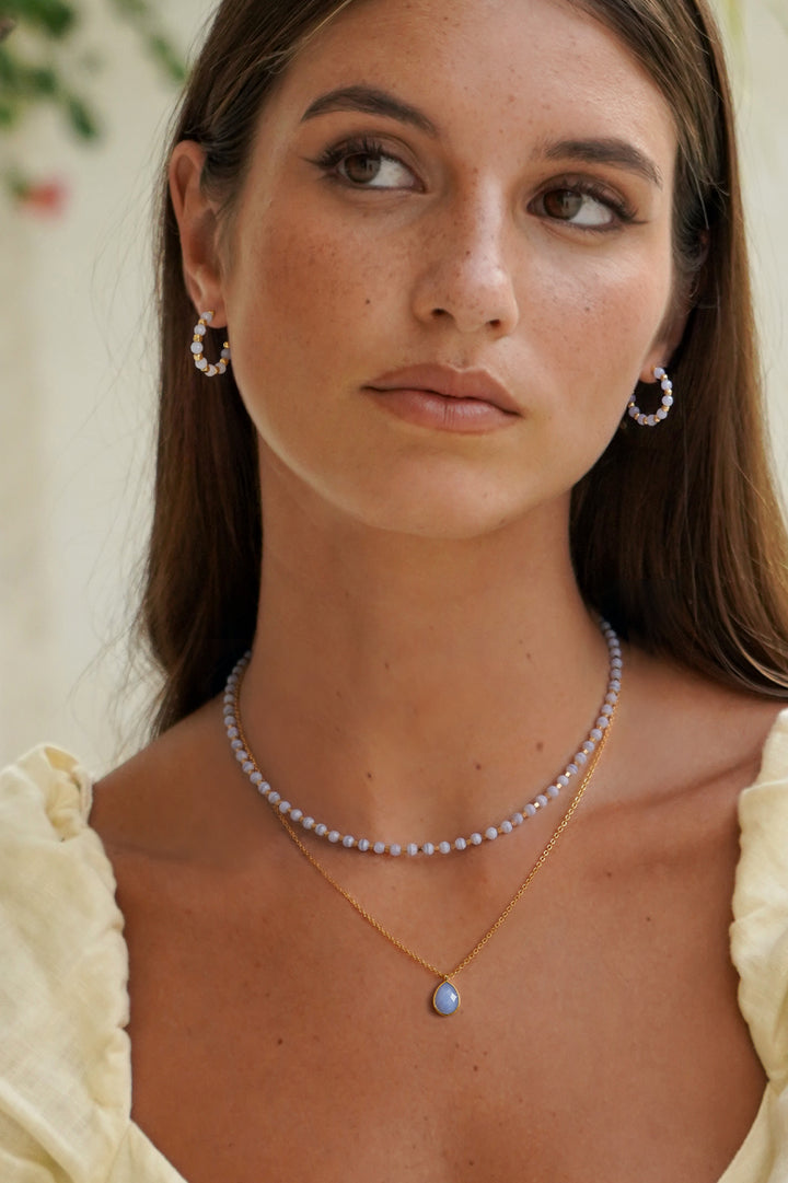Wellness Blue Lace Agate Amelia Gemstone Necklace