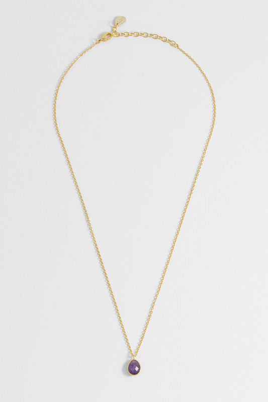 Wellness Faceted Amethyst Teardrop Necklace