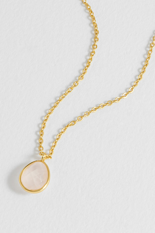 Wellness Faceted Rose Quartz Teardrop Gemstone Necklace