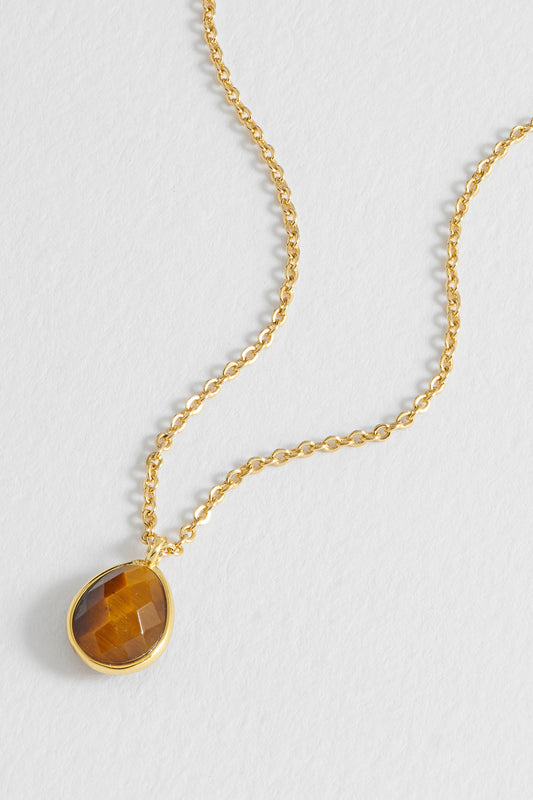 Wellness Faceted Tiger's Eye Teardrop Necklace