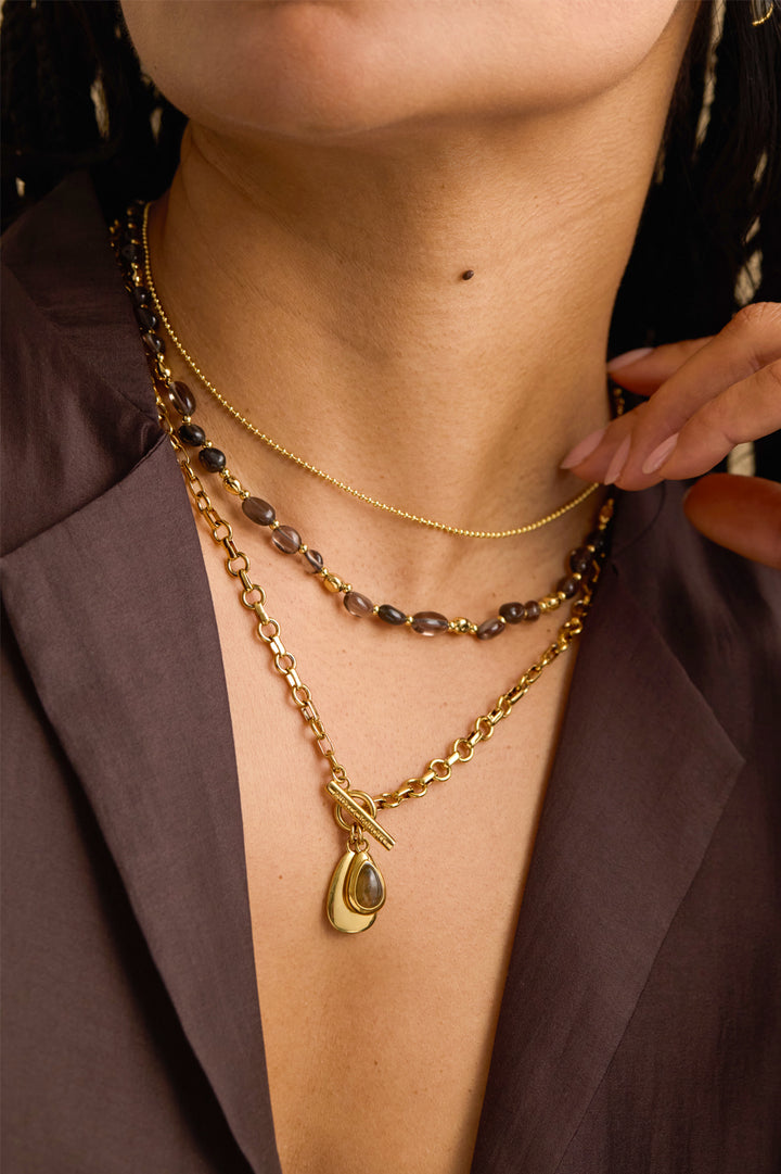 Double Pendant T-Bar Necklace