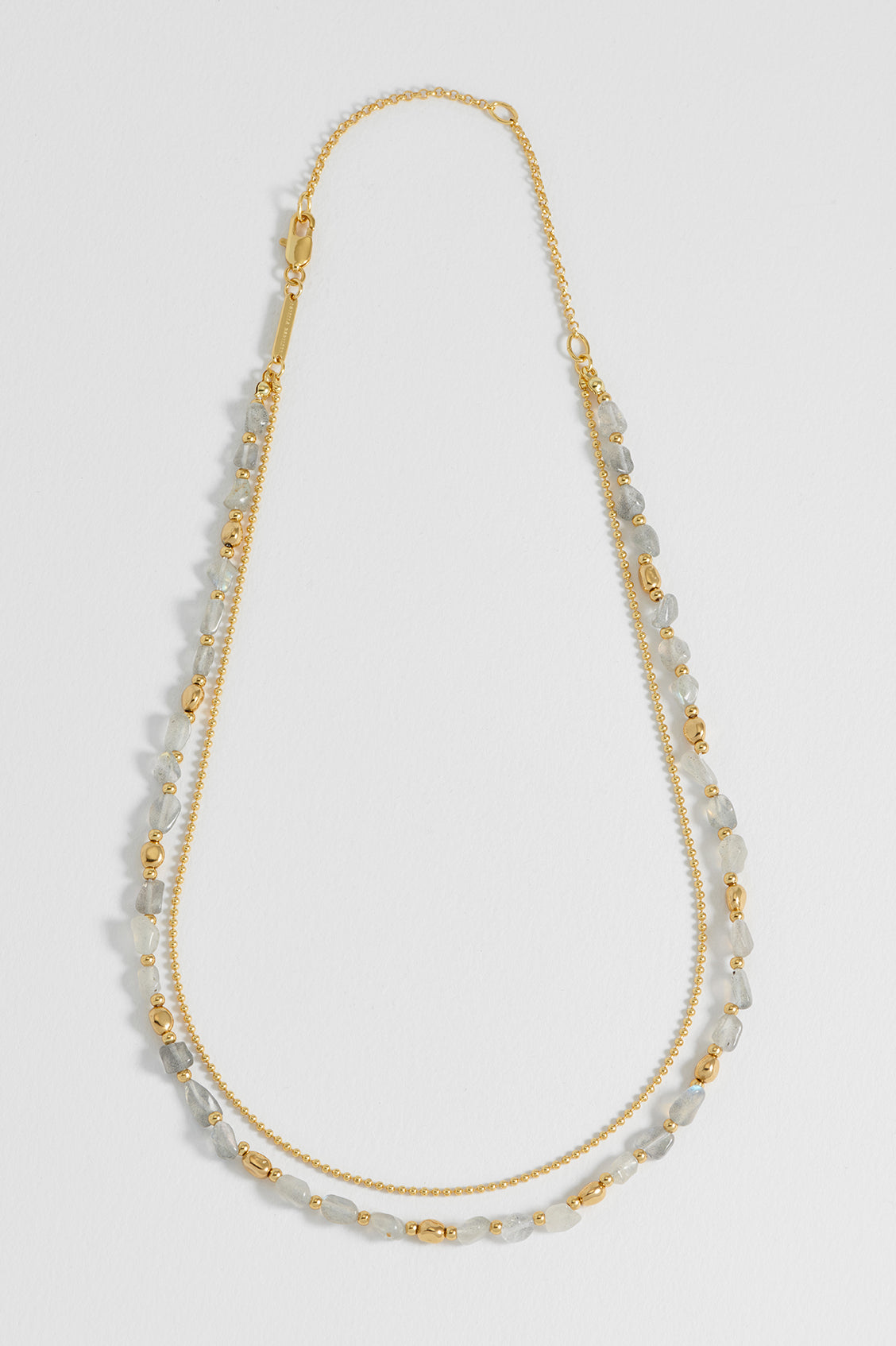 Labradorite Pebble Double Chain Necklace
