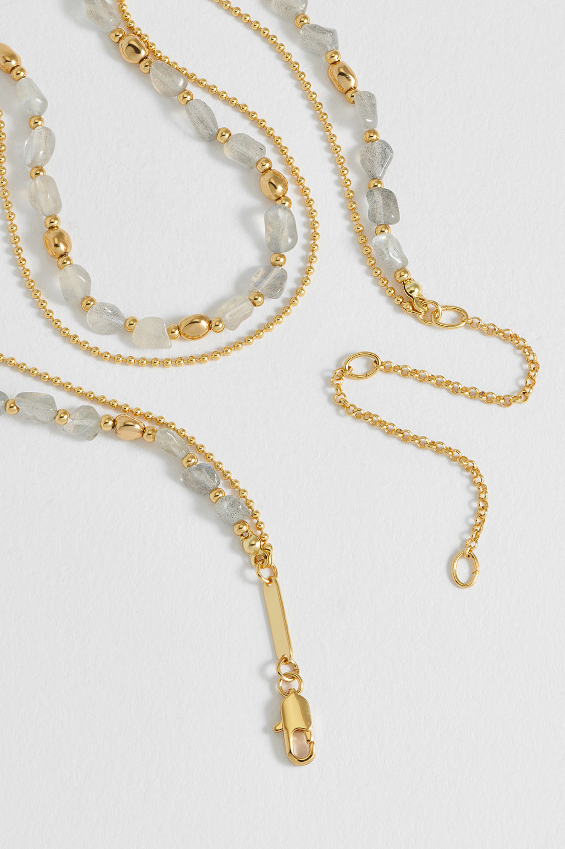 Labradorite Pebble Double Chain Necklace