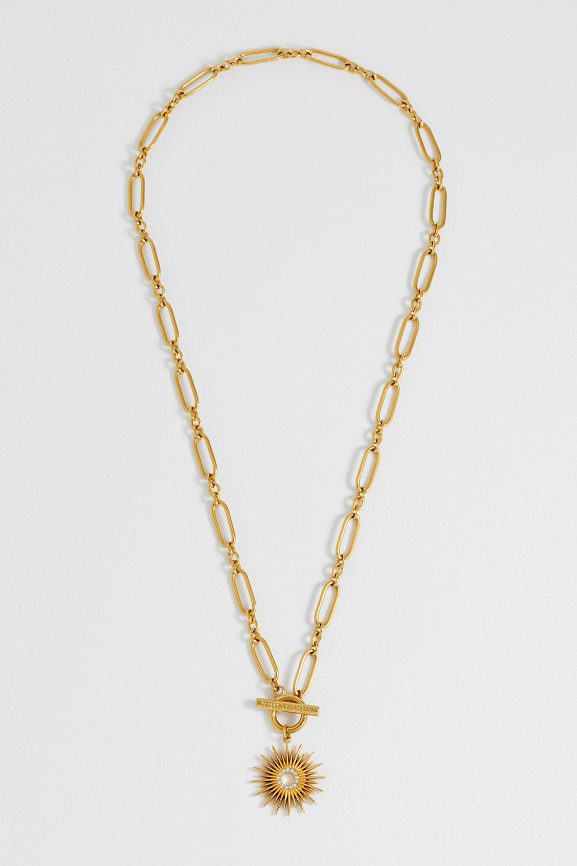 CZ Sunburst T-Bar Necklace