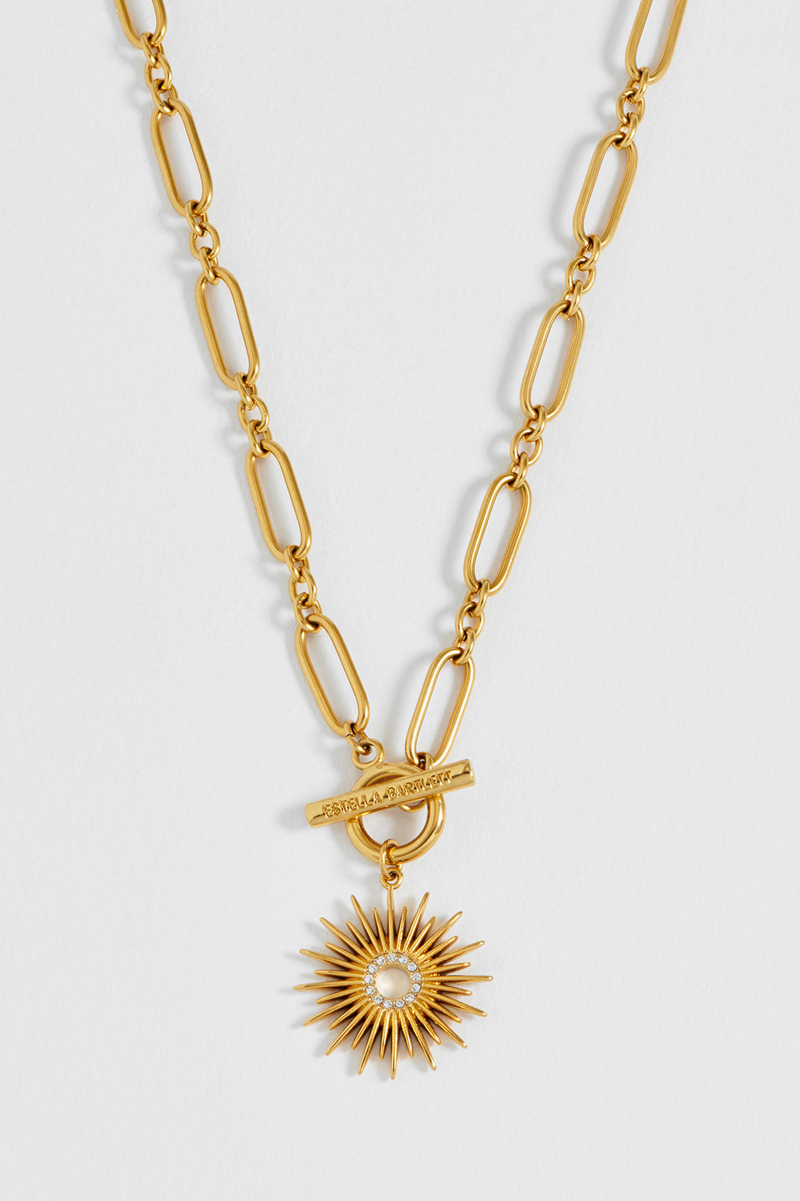 CZ Sunburst T-Bar Necklace