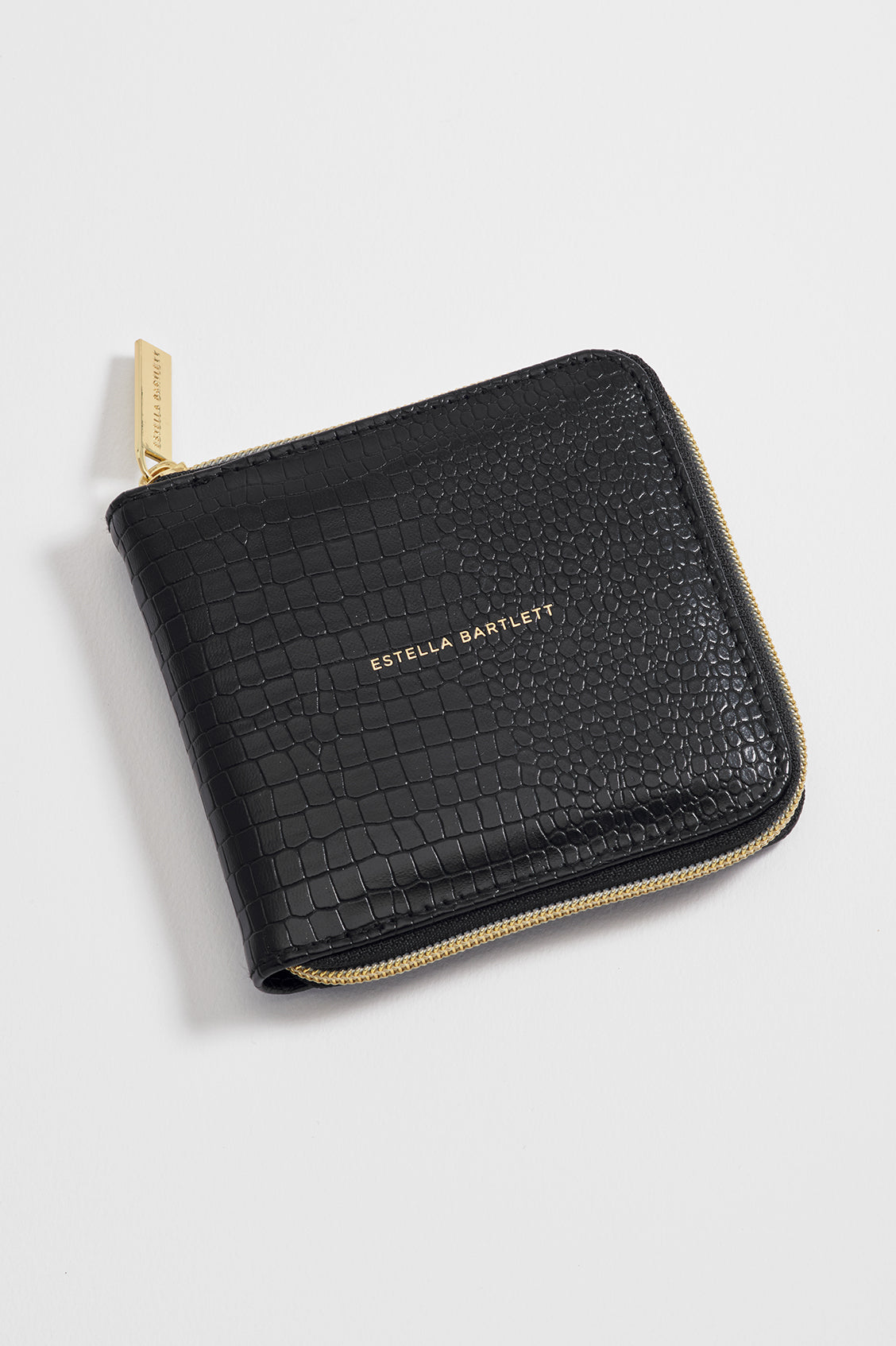 Black Croc Square Jewellery Purse