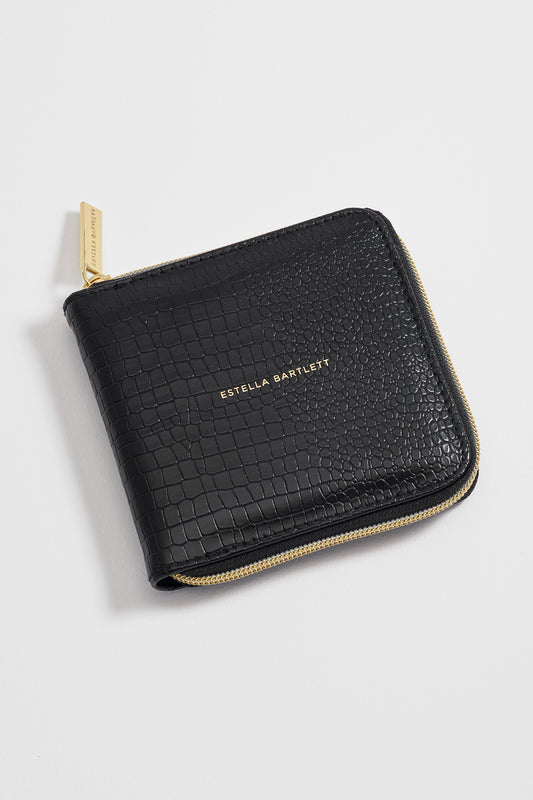 Black Croc Square Jewellery Purse