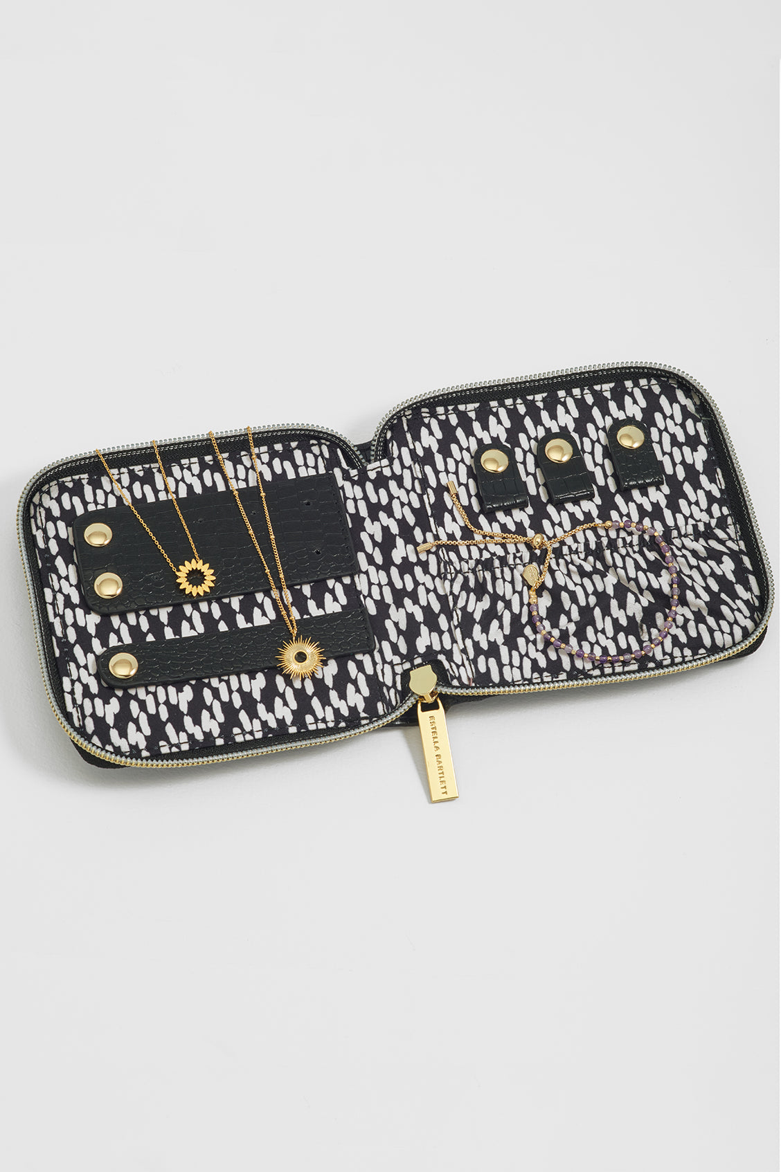 Black Croc Square Jewellery Purse
