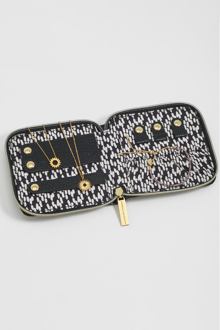 Black Croc Square Jewellery Purse