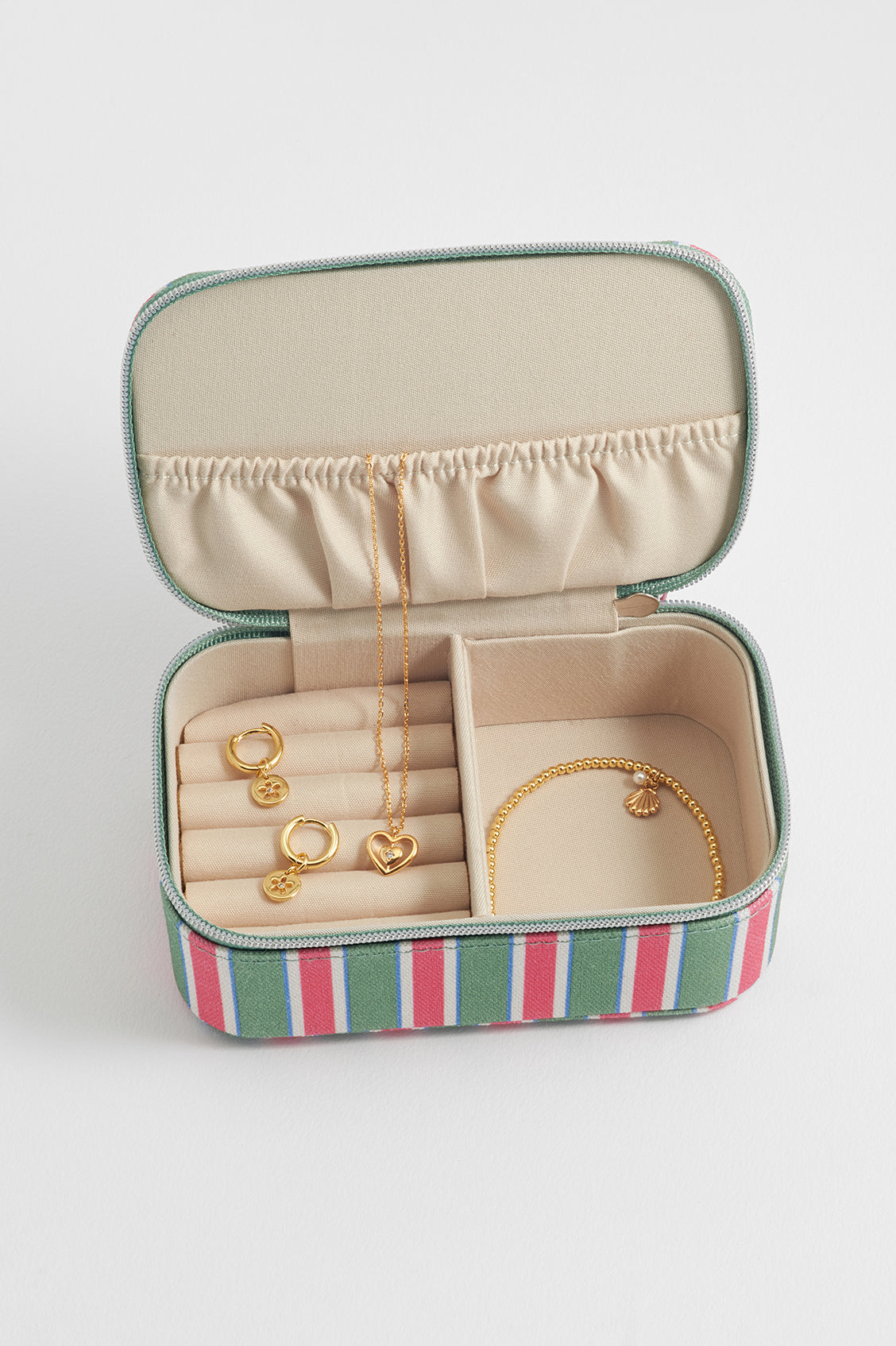 Green Stripe Mini Jewellery Box
